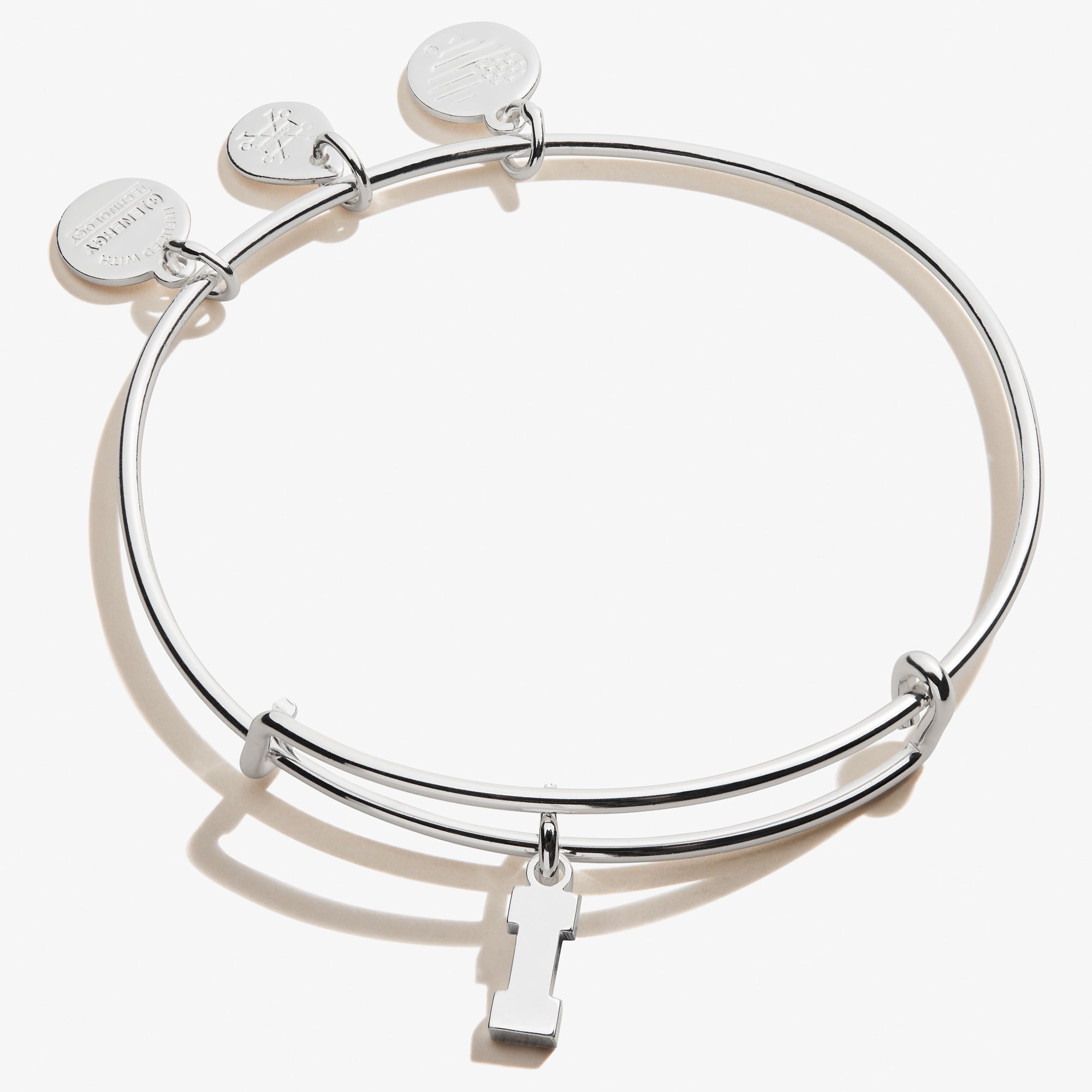 Initial I Charm Bangle - Sterling Silver Personalized Name Bracelet for Women | Gift for Her, Birthday, Anniversary, Valentine's Day | Everyday Wear, Layering Jewelry, Special Occasions