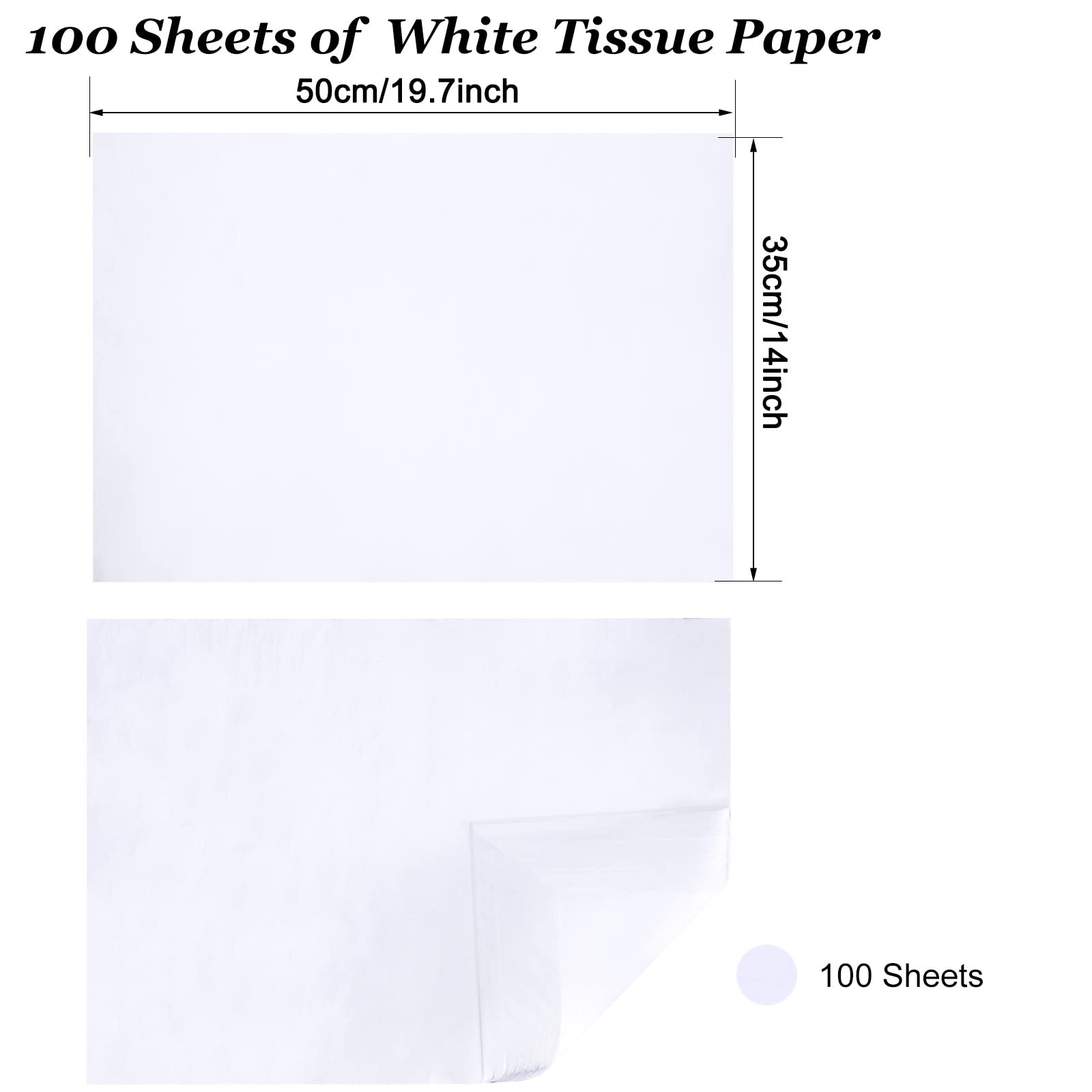 Undemouc 100 Sheets White Tissue Paper 20x14 Inches - Bulk Wrapping Paper for Gift Bags, DIY Crafts, Party Decor - Perfect for Birthdays, Weddings, Baby Showers & Graduations | Gift Wrapping, Floral Arrangements & Table Decorations