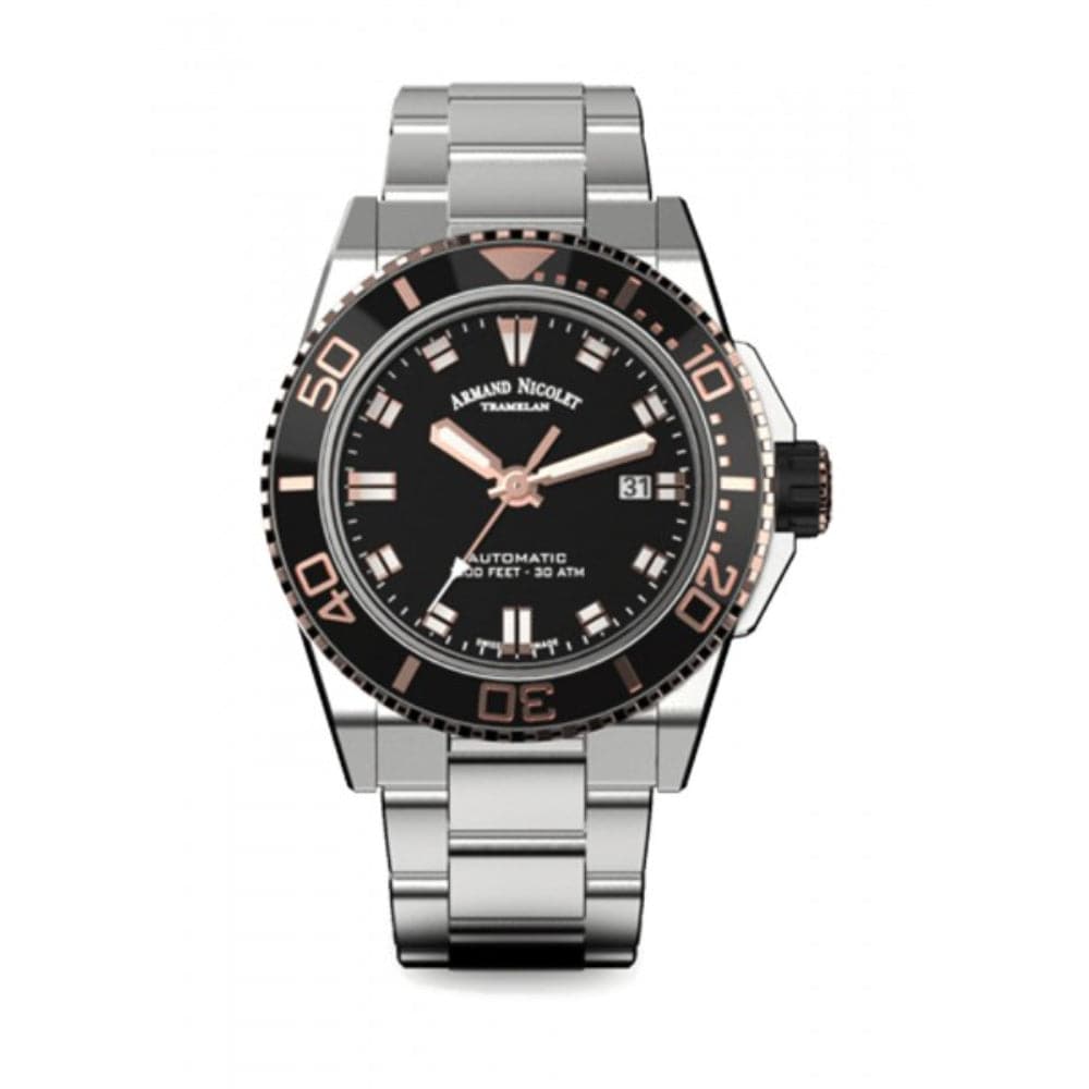 ARMAND NICOLET A480ASN NS MA4480AA Men's Luxury Automatic Watch with Black Silicone Strap - Perfect for Business, Formal Occasions & Everyday Wear