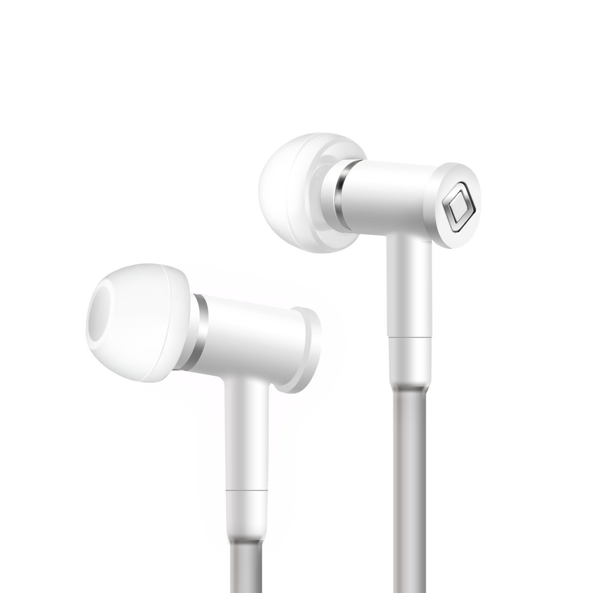 Aircom A1 Airtube Stereo Anti-Radiation Wired Headphones with Mic for iPhone 7 Plus - Noise Isolating Earbuds with True Live Sound (White, 256GB) - US Patent #6453044 | Perfect for Commuting, Gaming & Office Use