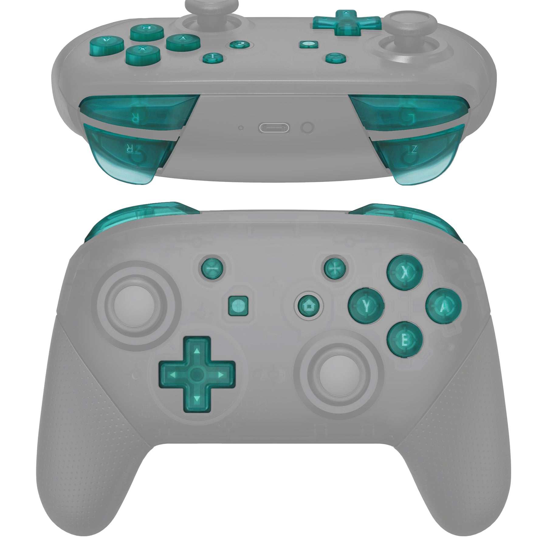 eXtremeRate DIY Replacement Full Set Buttons for Nintendo Switch Pro Controller - Emerald Green (KRM544) | Customize Your Gaming Experience | Perfect for Switch Enthusiasts & Professional Gamers