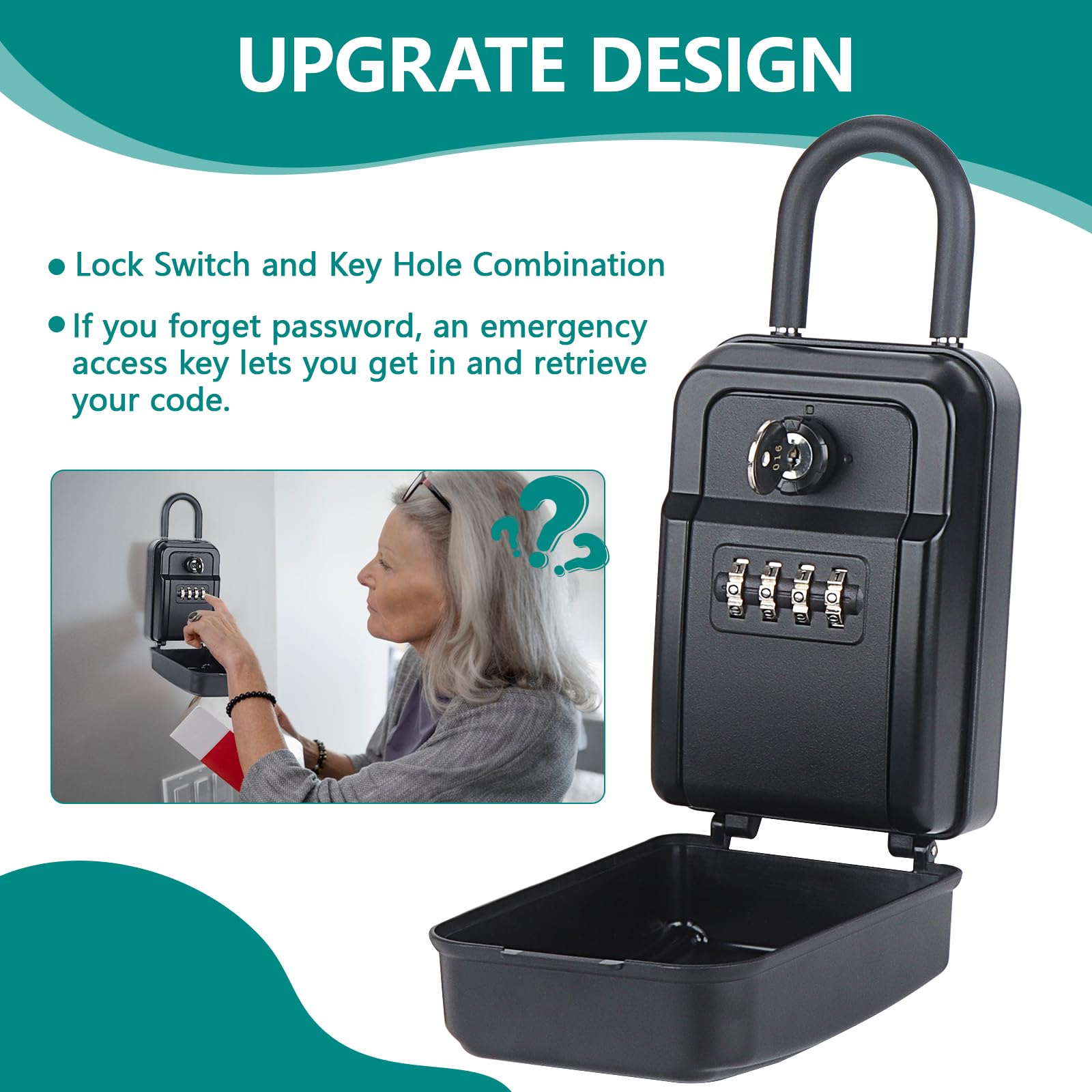 Sturdy Waterproof Key Lock Box with 4-Digit Combination - Large Capacity Security Key Hider for Outdoor & Indoor Use - Perfect for Storing House Keys, Car Keys, and ID Cards - Ideal for Home, Office, Vacation Rentals, and Real Estate Agents