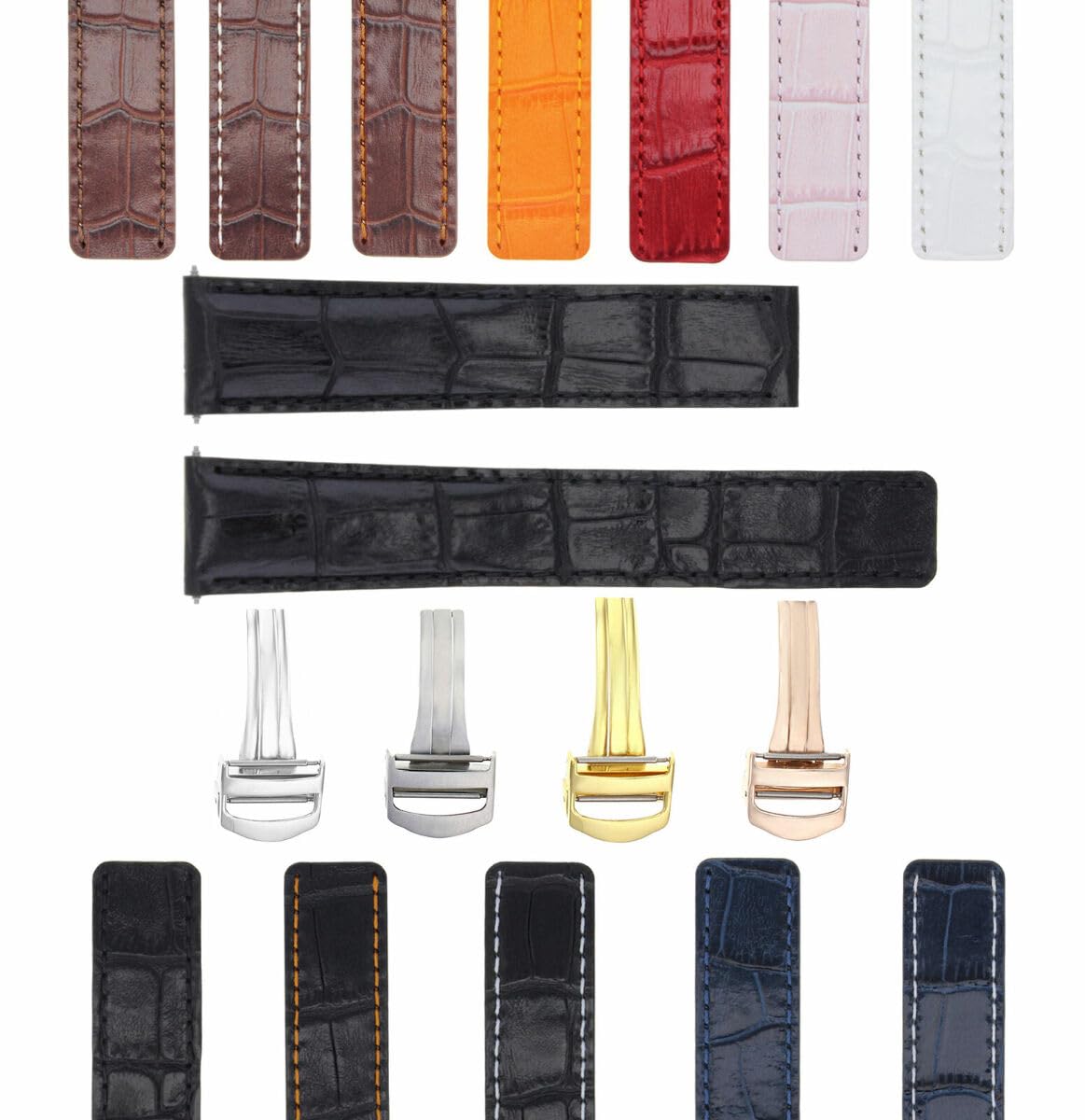 18-20mm Genuine Leather Watch Band Strap Replacement for Cartier Tank Francaise - Deployment Clasp Buckle - Perfect for Business, Casual & Formal Occasions