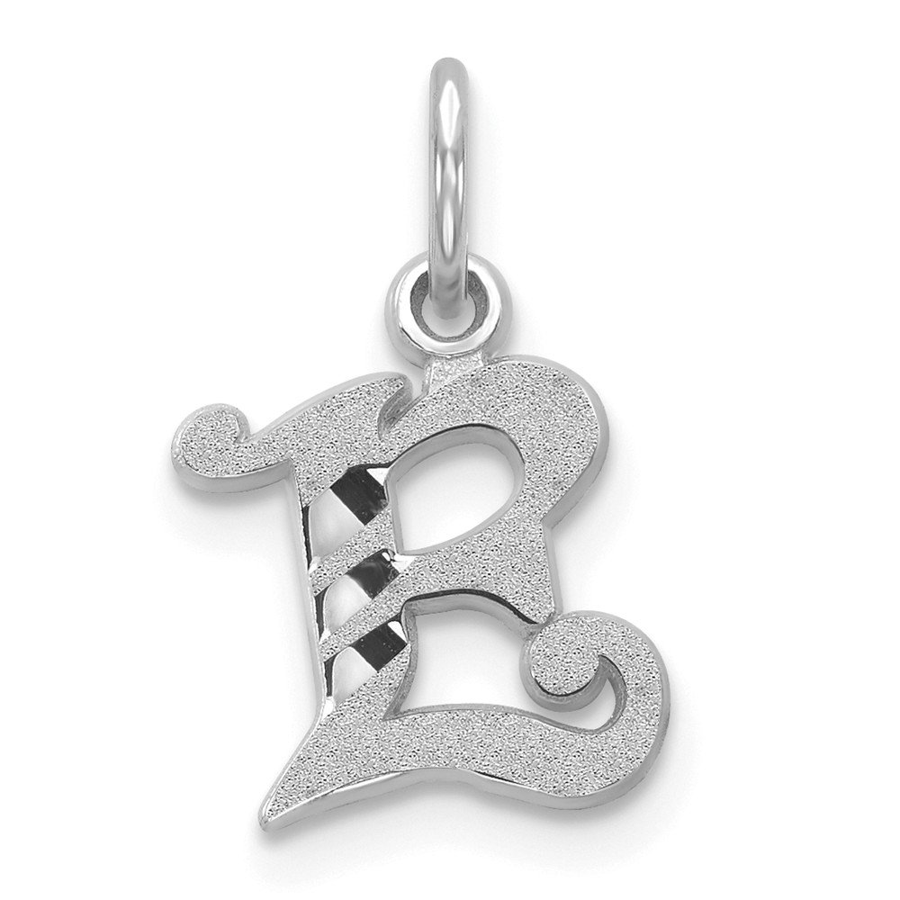 14k White Gold Diamond-Cut Initial Letter 
