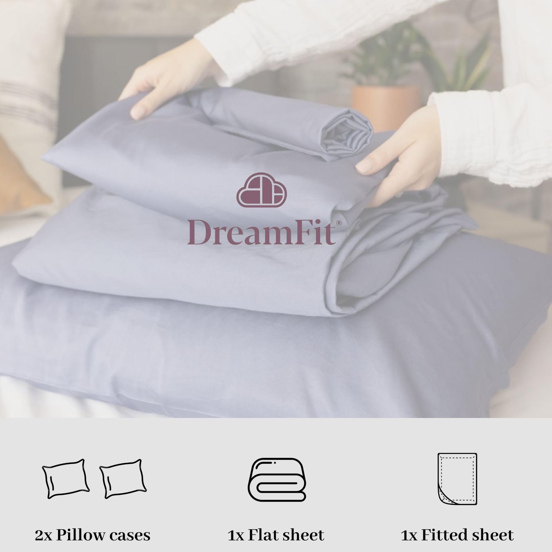 DreamFit DreamCool 100% Egyptian Cotton Cooling King Sheet Set - 400 Thread Count, Extra Deep Pocket with Elastic Corner Straps - Made in USA - White | Premium Bedding for Hot Sleepers & Temperature Regulation