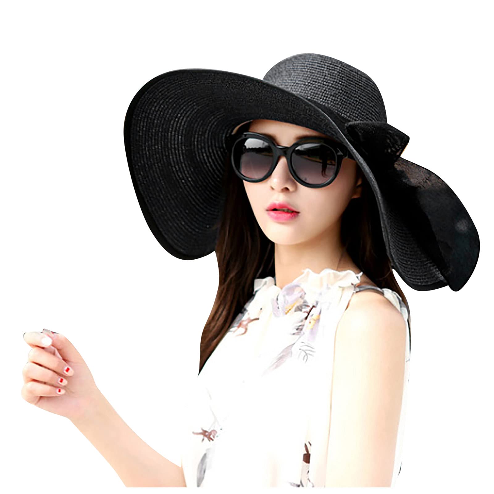 Xipoxipdo Sun Hat for Women & Men - Wide Brim UV Protection Beach Hat with Streamers, Summer Sunshade Baseball Cap for Outdoor, Travel, Vacation, and Gardening