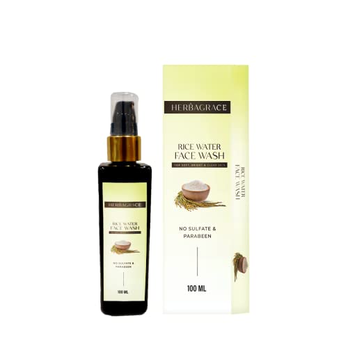 Herba Grace Fermented Rice Water Facial Cleanser for Women & Men - Brightening, Pore Minimizing, Acne Control & Deep Cleansing | Gentle Herbal Daily Face Wash for Oily & Sensitive Skin | 100ml | Perfect for Morning & Night Skincare Routine