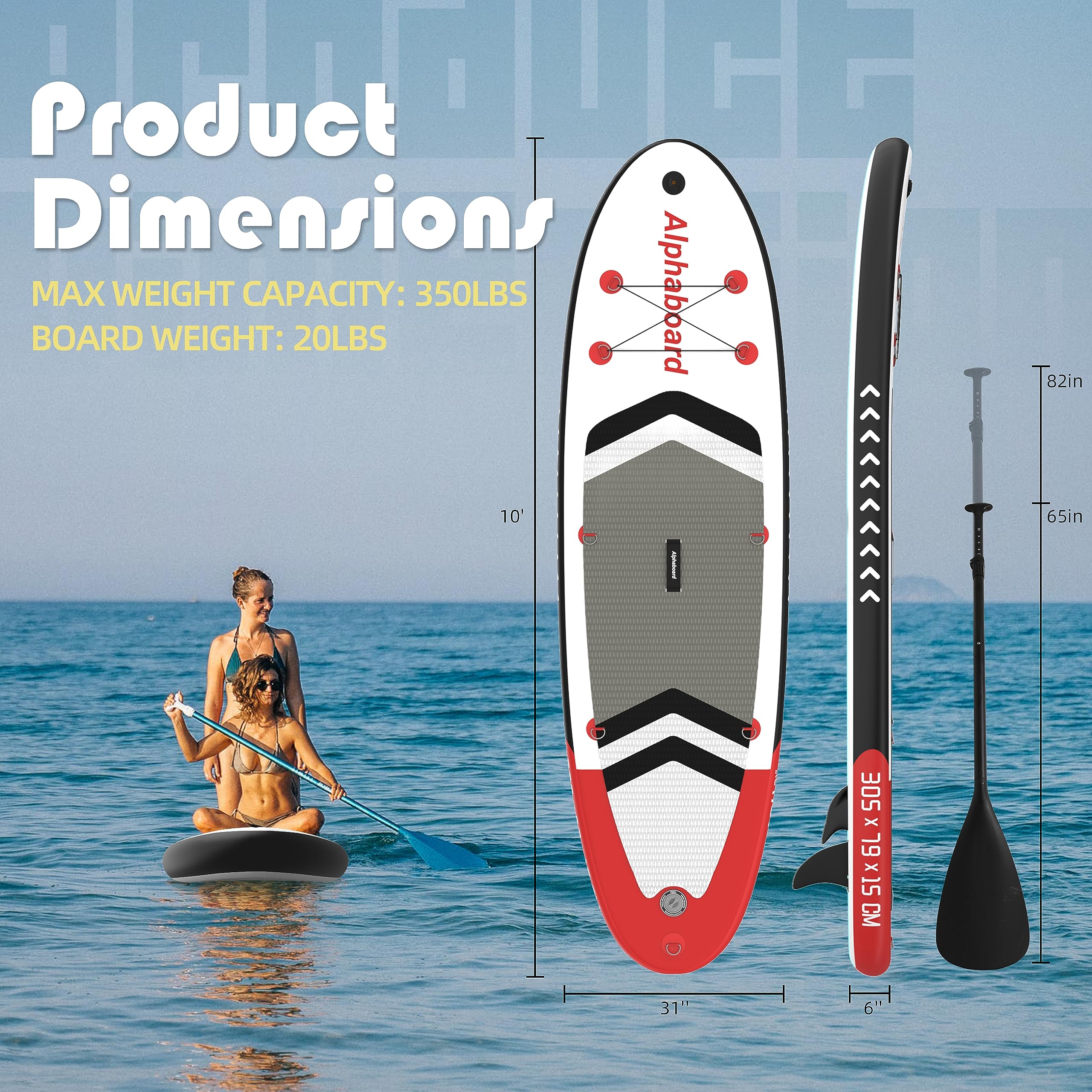 Premium Inflatable Stand Up Paddle Board (SUP) for Adults - Complete Kit with Paddle, Backpack & Double Action Pump - Non-Slip Deck, Wide Stance & Removable Fin - Perfect for Yoga, Fishing & Ocean Adventures