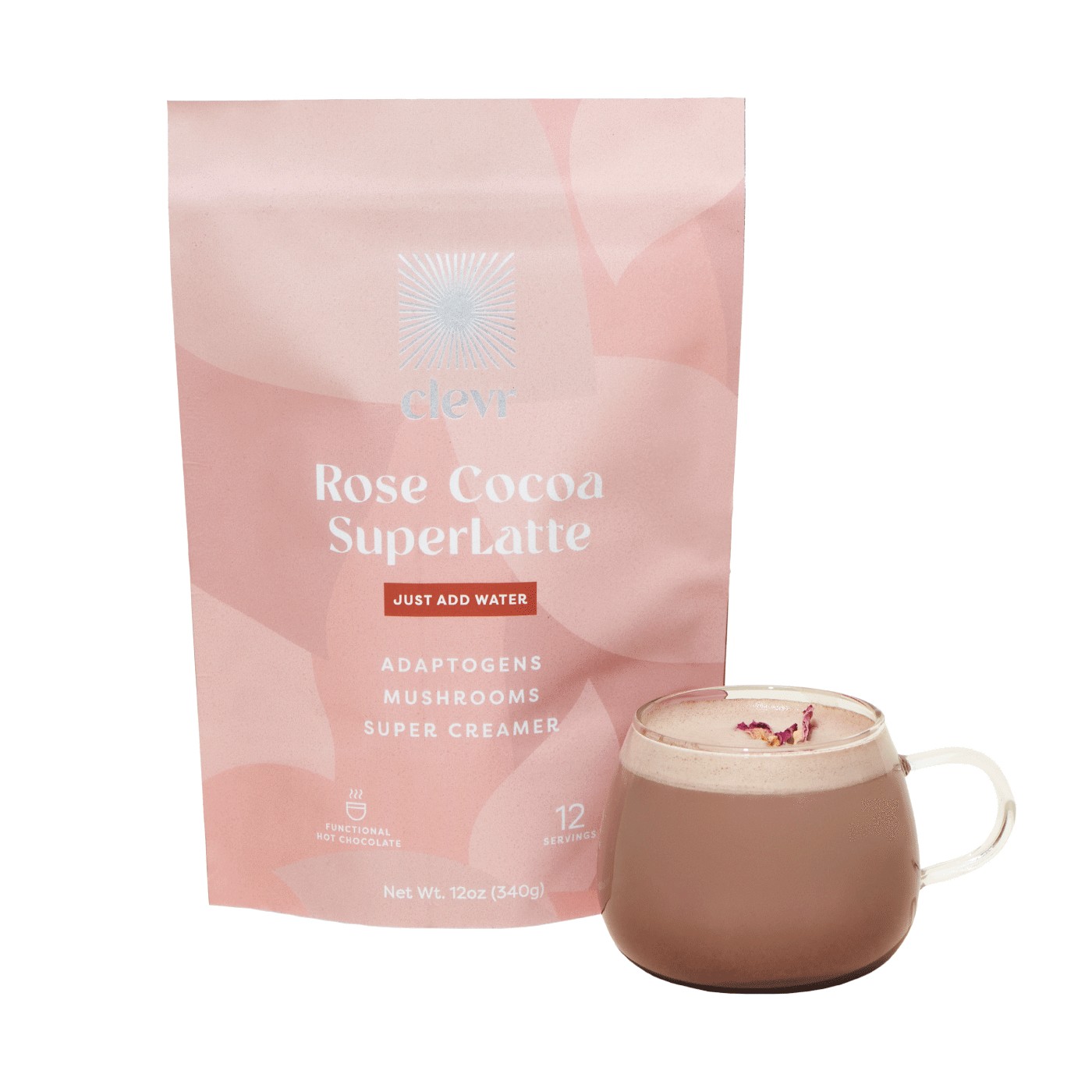 Organic Rose Cocoa SuperLatte Powder - Dairy-Free Hot Chocolate Mix for Coffee Lovers | Perfect for Cozy Nights, Gift Giving & Vegan Lifestyles