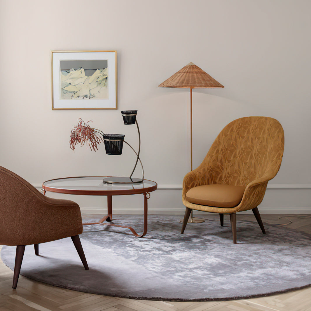 Modern Chinese Hat Floor Lamp - Stylish Rattan Shade for Living Room, Bedroom & Office Decor - Perfect for Cozy Ambiance and Reading Nook Lighting