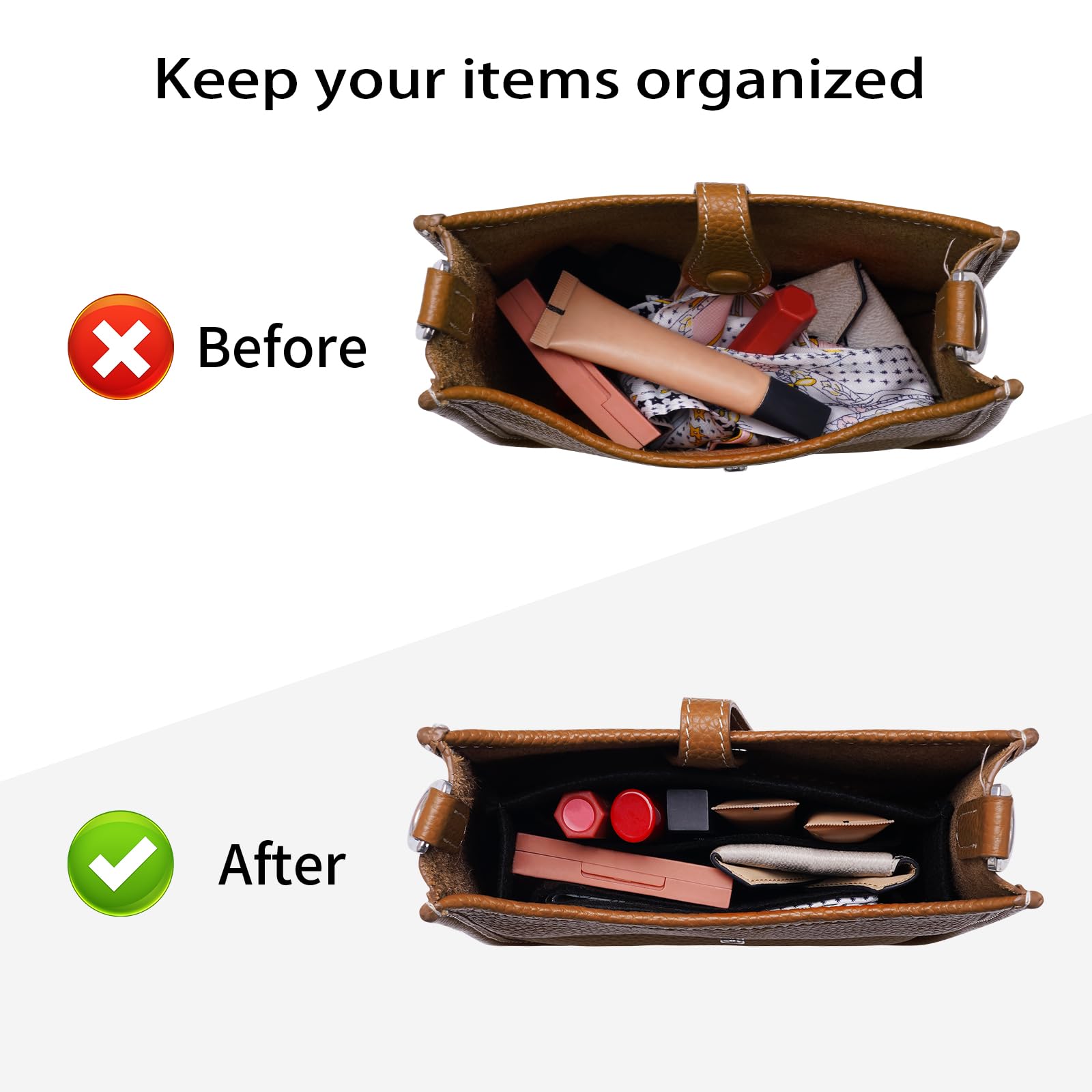 Premium Felt Purse Insert Organizer for Hermes Evelyne 29 PM Bag - Perfect Fit (E33, Black) | Keep Your Luxury Handbag Neat & Organized for Work, Travel & Everyday Use