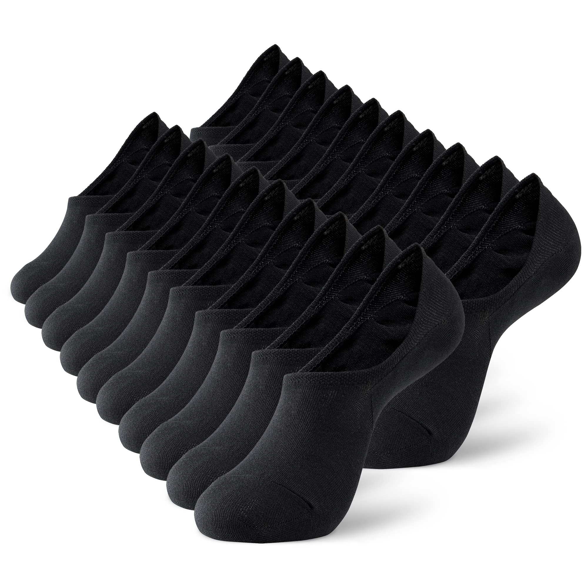 MONFOOT 10 Pairs Invisible No Show Socks for Men & Women - Anti Slip, Breathable, Low Cut Liner Socks for Sneakers, Loafers & Casual Shoes - Multipack Comfort Socks for Everyday Wear