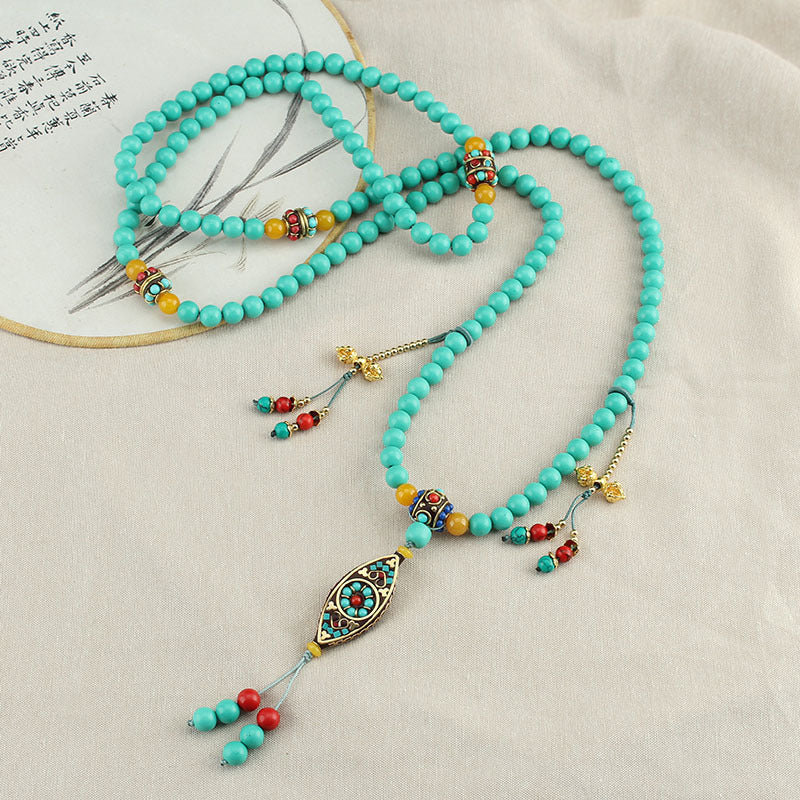 Stylish Turquoise Pendant Sweater Necklace for Women | Boho Chic Layered Jewelry | Perfect for Casual Outfits, Office Wear & Special Occasions