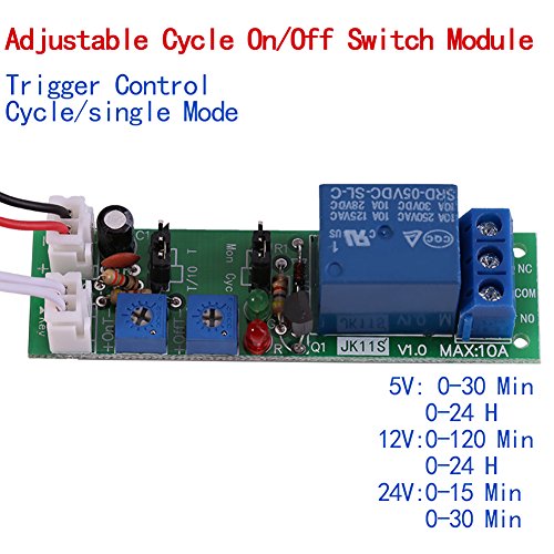 YWBL-WH Adjustable Cycle Timer Delay Relay Module - DC 5V 12V 24V On/Off Switch for Machine Repetitive Testing | Industrial Automation & Equipment Control | Perfect for CNC Machines, Conveyor Belts, and Laboratory Equipment