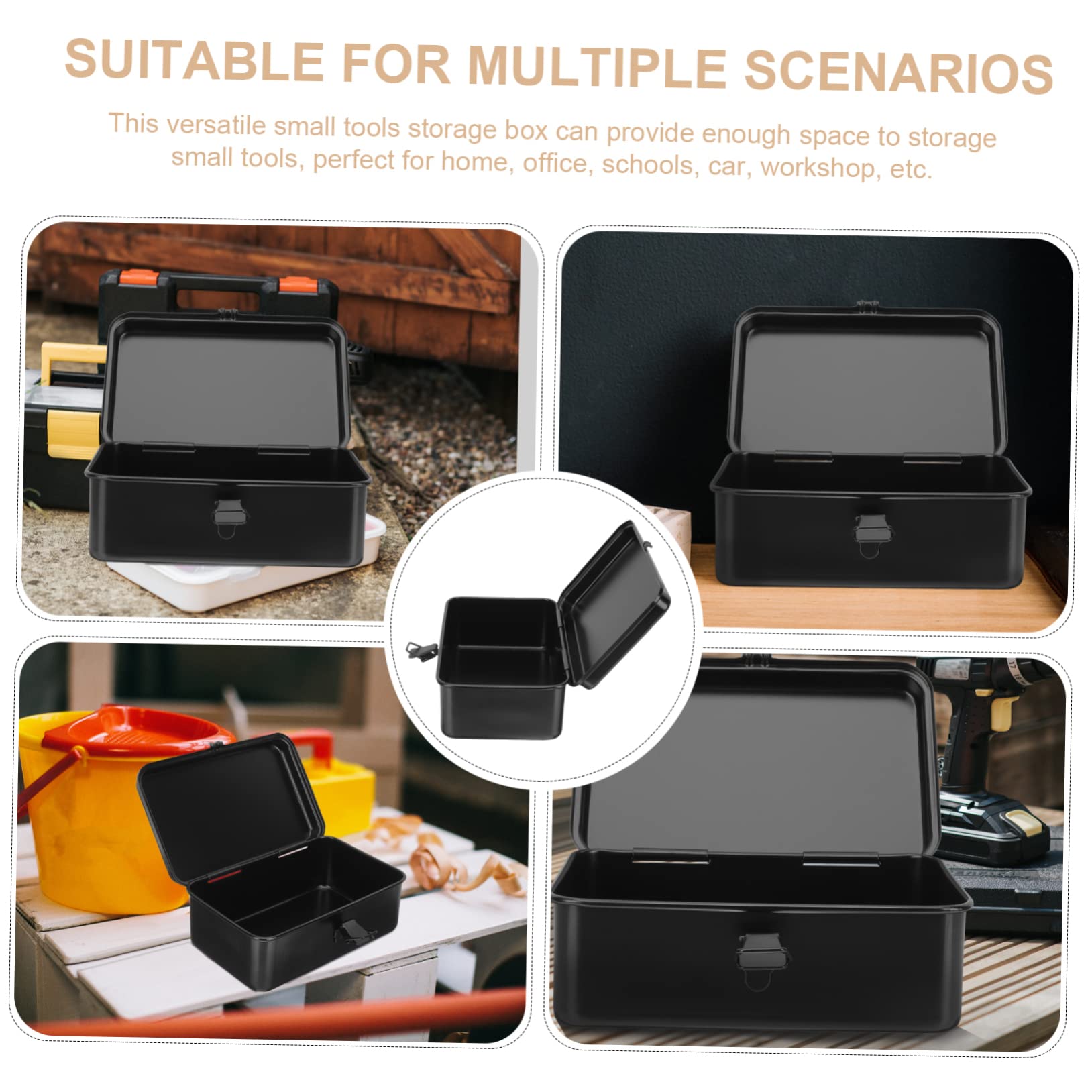 Lockable Metal Toolbox with Organizer - Heavy Duty Sheet Metal Tool Storage Box for Mini Tools & Small Parts - Portable Hand Carry Toolbox for DIY, Garage, Workshop & Home Organization