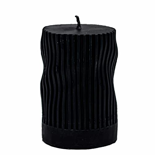 Handmade Wavy Striped Beeswax & Soy Wax Candle - Unique Sculptured Home Decor for Weddings, Housewarming Gifts & Minimalist Interior Design | Perfect for Romantic Dinners, Spa Relaxation & Cozy Home Ambiance