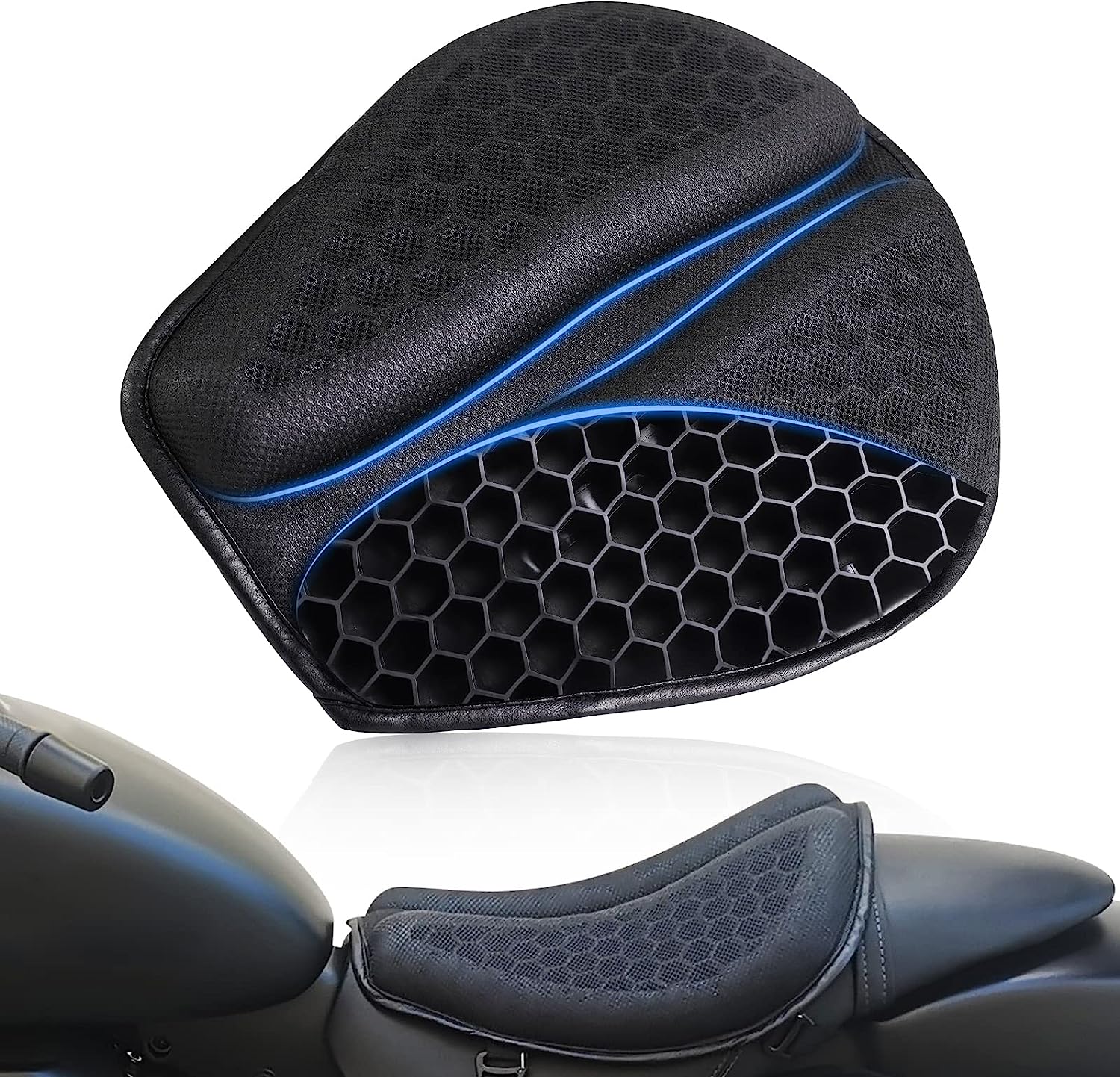 Comfortable Foldable Motorcycle Gel Seat Cushion - Universal Fit for Harley, Honda, Yamaha & More - Perfect for Long Rides & Road Trips