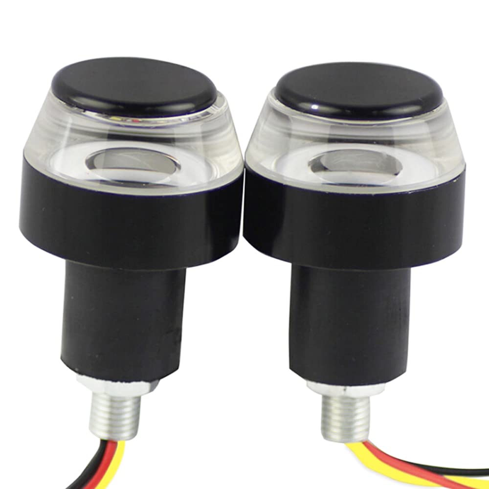 TOTMOX LED Motorcycle Handlebar Turn Signal Lights - White & Yellow Flashing LED Indicators for Bike Handlebars, Safety Blinker Lights for Night Riding, Cruisers & Custom Motorcycle Modifications