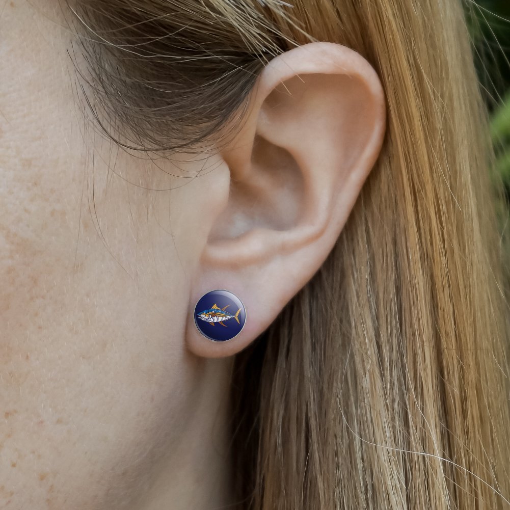 Stylish Silver Plated Tuna Fish Stud Earrings - Unique Novelty Jewelry for Women - Perfect for Casual Wear, Gifts & Themed Parties