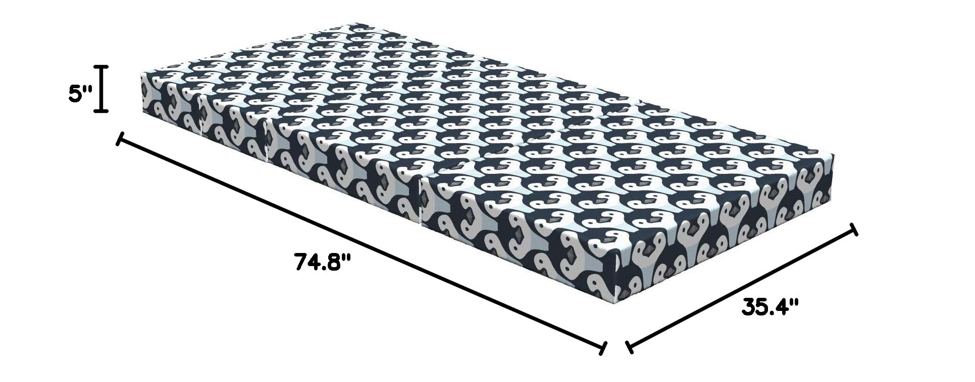 Ambesonne Penguin Foldable Mattress - Birds Face Pattern, 74.8