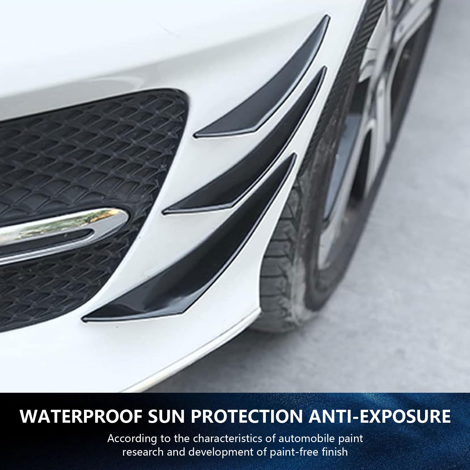 Gunhunt Pack-6 Universal Car Spoiler Canards Kit - Glossy Black Front Bumper Lip Splitter, Anti-Collision Diffuser & Soft Rubber Decorative Stickers for Enhanced Exterior Styling & Protection - Perfect for Sports Cars, Tuners & Street Racing Enthusiasts