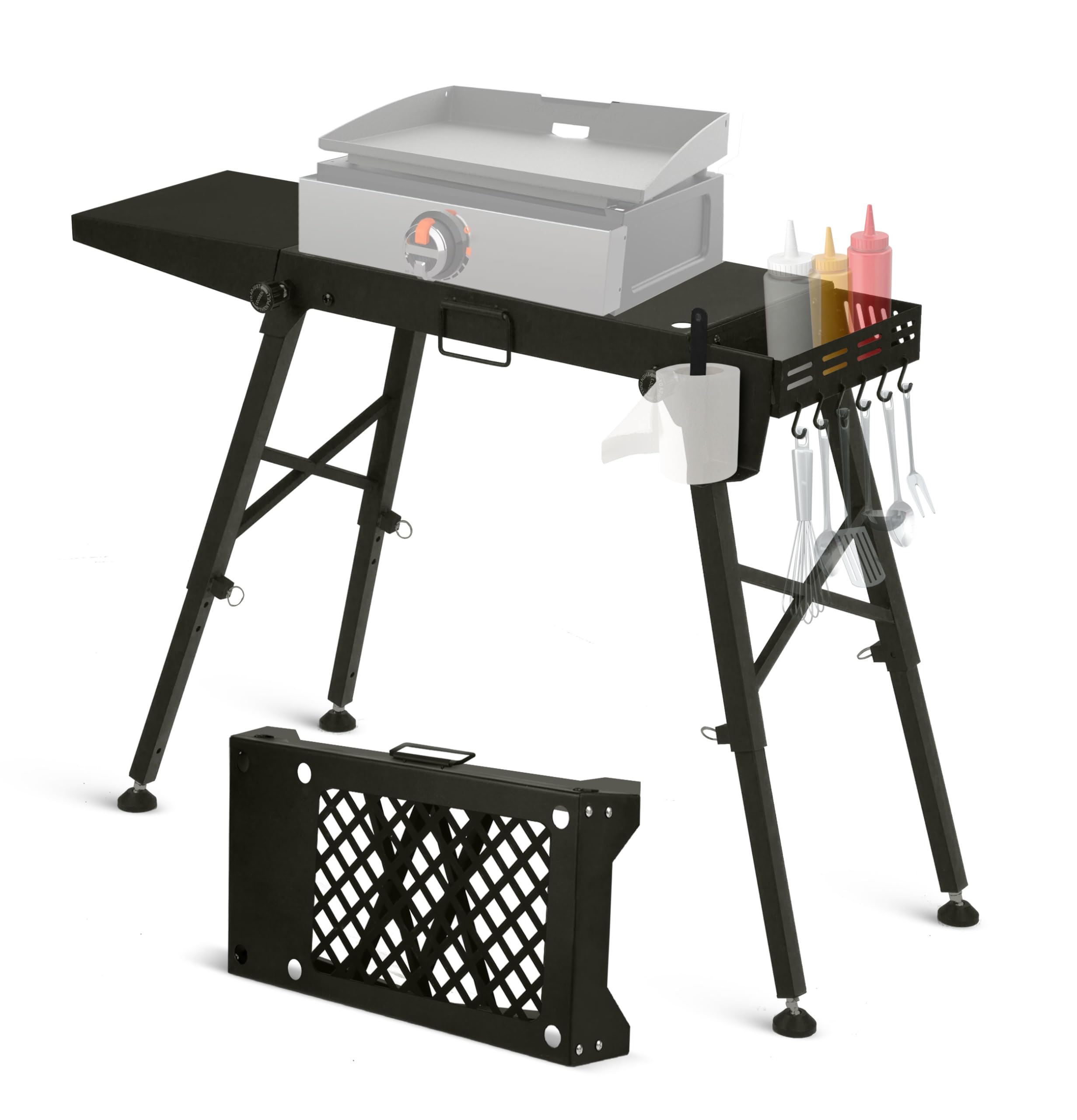 **Heavy Duty Griddle Stand for Blackstone 17 & 22 Inch Table Top Grill - Portable, Folding & Height Adjustable Legs - Perfect for Outdoor Cooking, Camping & Backyard BBQs**