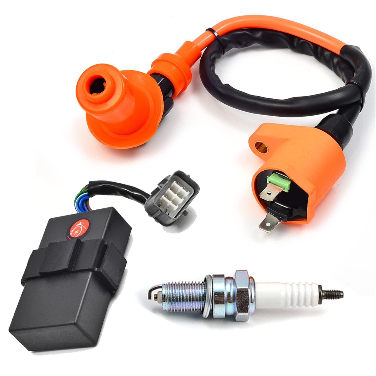 Honda FourTrax 300 TRX 300 TRX 300FW CDI Box & Ignition Coil Spark Plug Kit (1998-2000) - Compatible with 2x4 & 4x4 Models - Replaces 30400-HM5-506 & 30410-HM5-A11 - Perfect for ATV Off-Roading & Engine Performance Upgrades