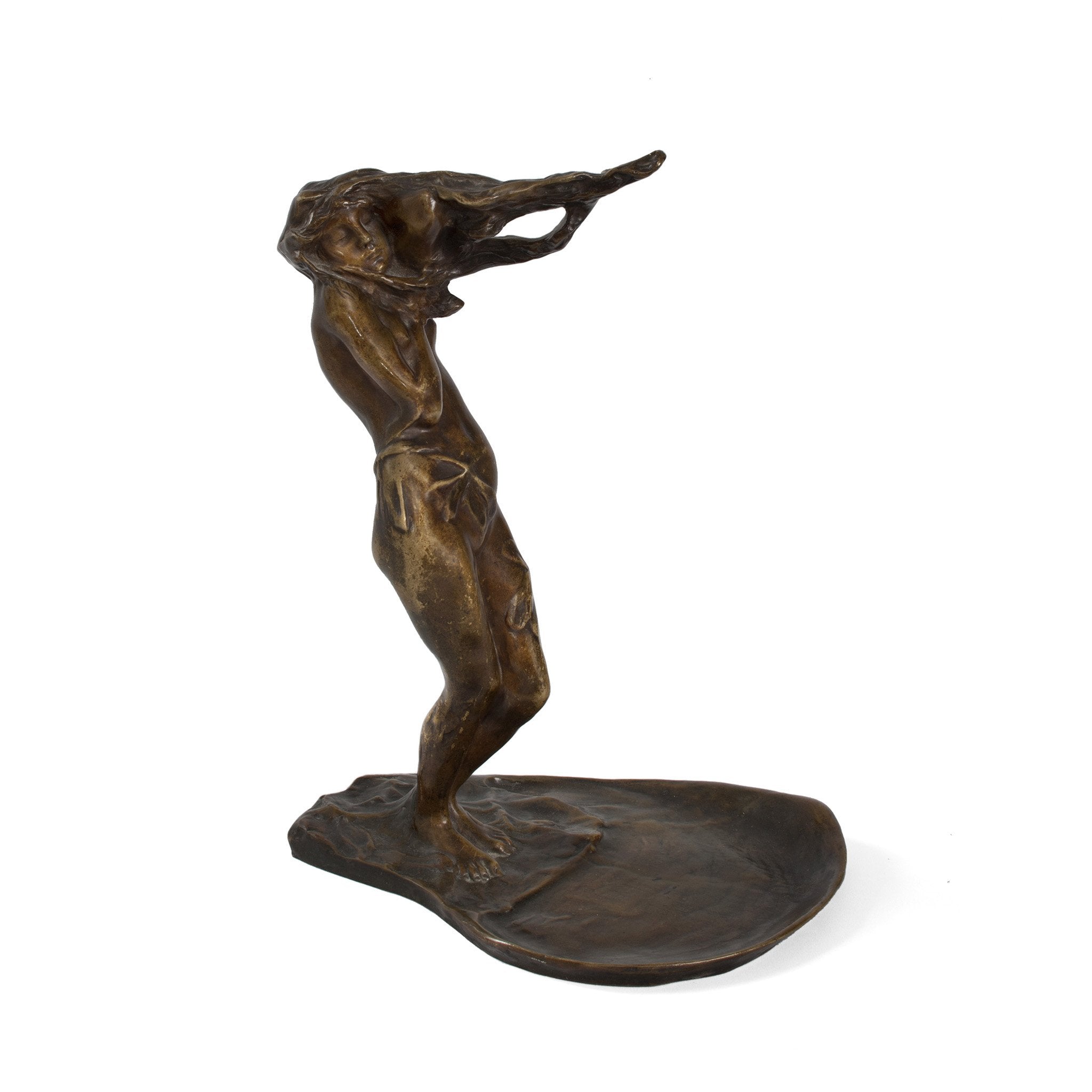 Bernhard Hoetger Bronze Figural Vide Poche Dish - Vintage Collectible Art Deco Tray for Jewelry & Home Decor | Perfect for Displaying Rings, Keys & Trinkets in Living Room or Bedroom