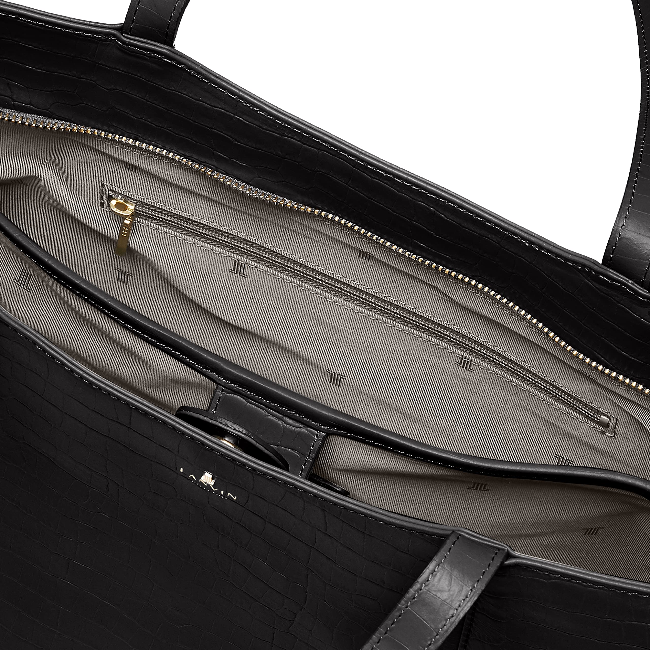 Lanvin Collection 60-6102 Women's Leather Tote Bag - Black, Stylish Designer Handbag for Work, Travel & Everyday Use