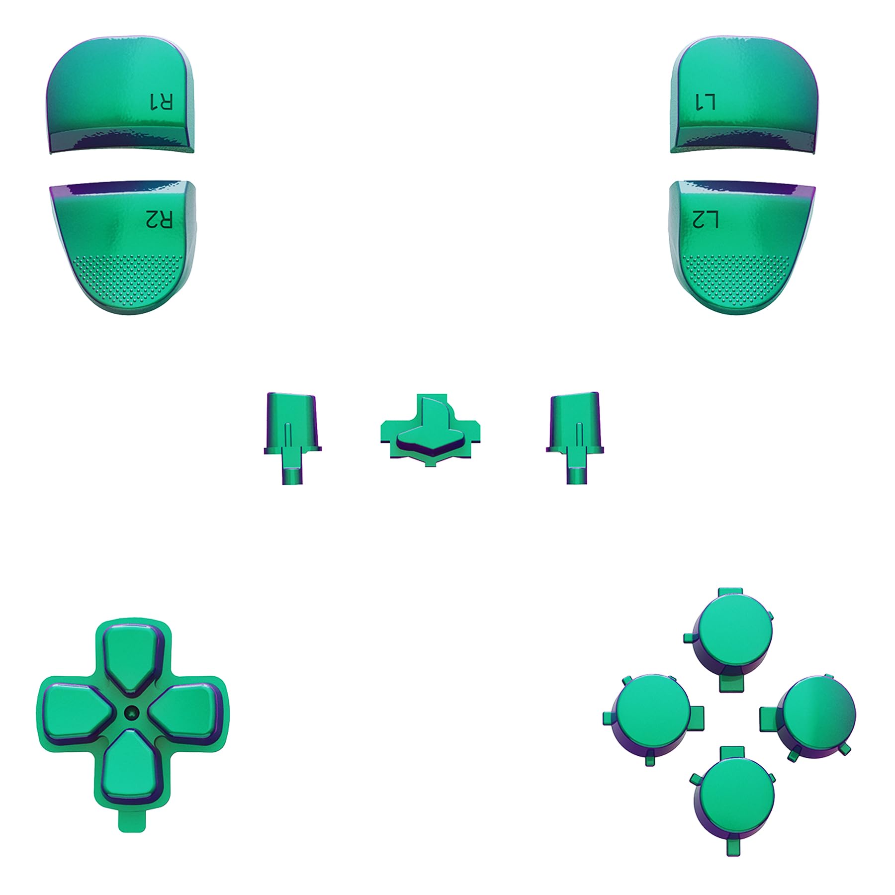 eXtremeRate Replacement Buttons for PS5 Edge Controller - D-Pad, Triggers (R1 L1 R2 L2), Share & Option Buttons - Chameleon Green Purple - Compatible with PS5 Edge Joystick (Controller Not Included) - Perfect for Gaming, Customization & Controller Repair