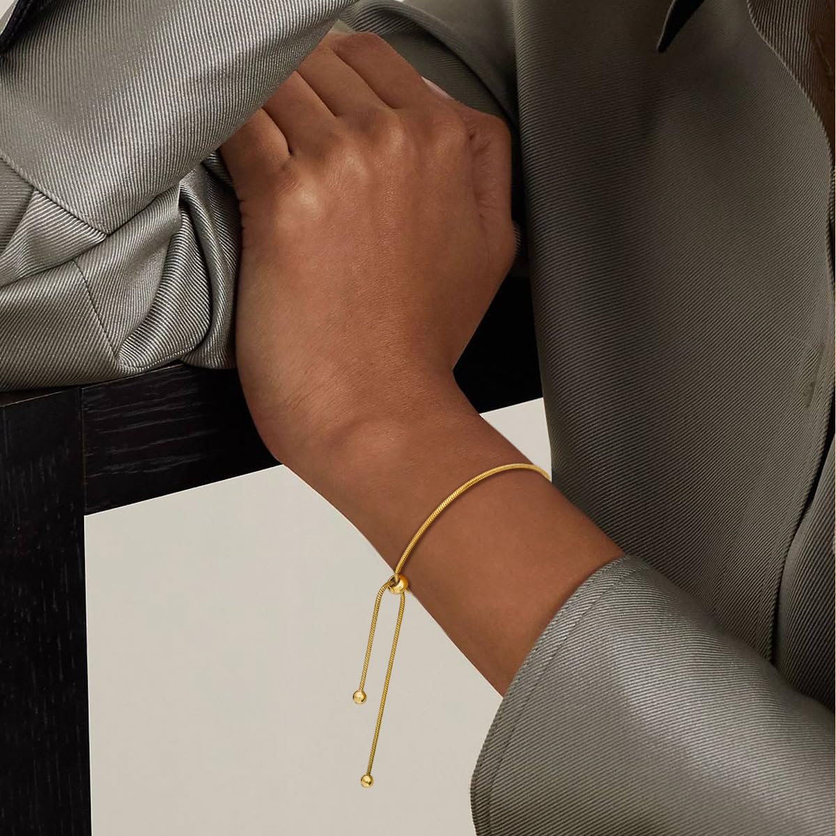 Yowivon Gold Plated Adjustable Bolo Bracelet for Women - Trendy Dainty Tennis Beaded Bracelet, Tarnish Free Fashion Jewelry Gift for Her - Perfect for Casual Wear, Office, Parties & Special Occasions