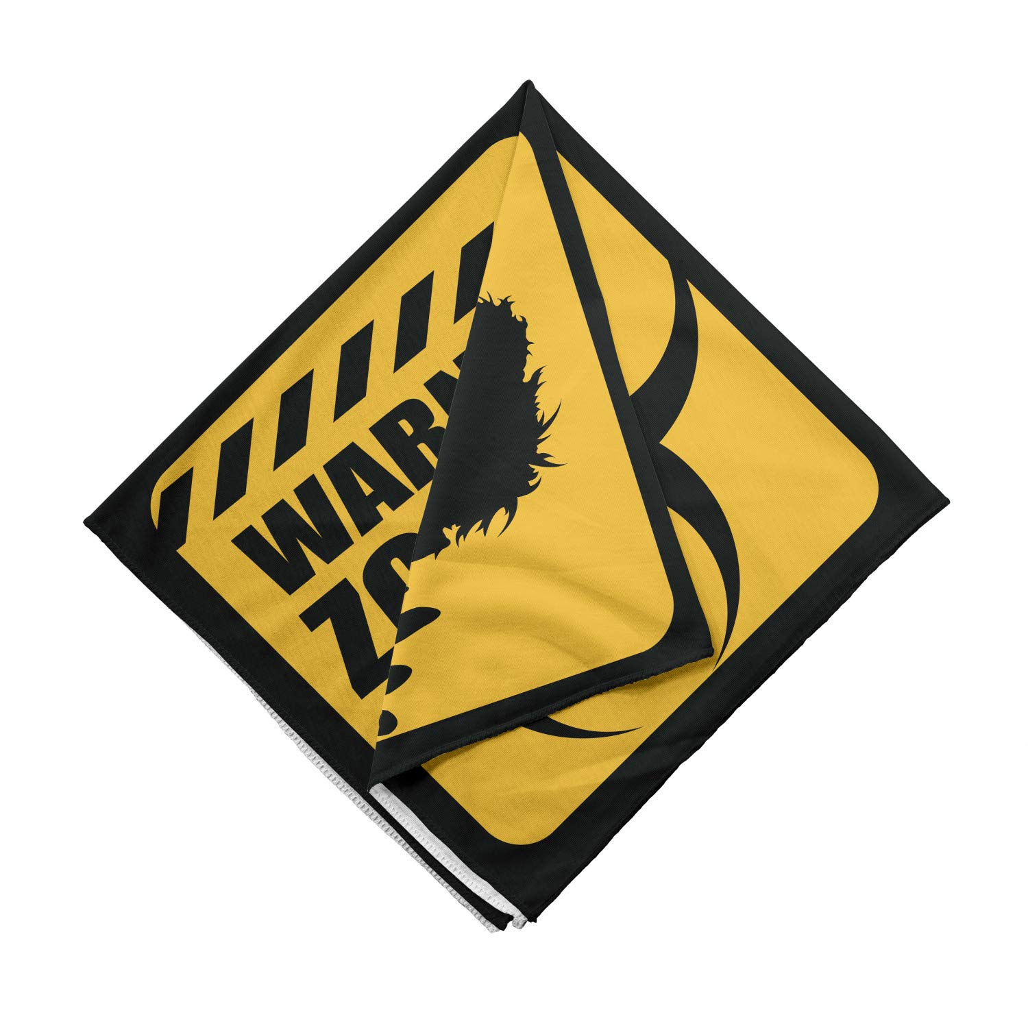 Lunarable Zombie Unisex Bandana - Danger Sign Outbreak Warning Yellow Black Design | Halloween Costume Accessory, Cosplay, Apocalypse Theme Party, Survival Gear