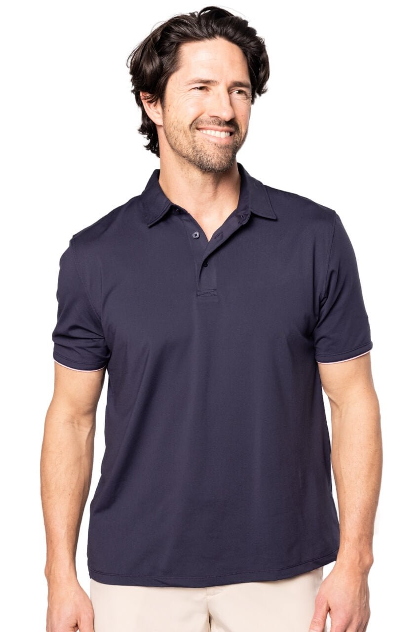 Men's Navy Sport Polo Shirt - Breathable Quick-Dry Performance Polo for Golf, Tennis & Casual Wear
