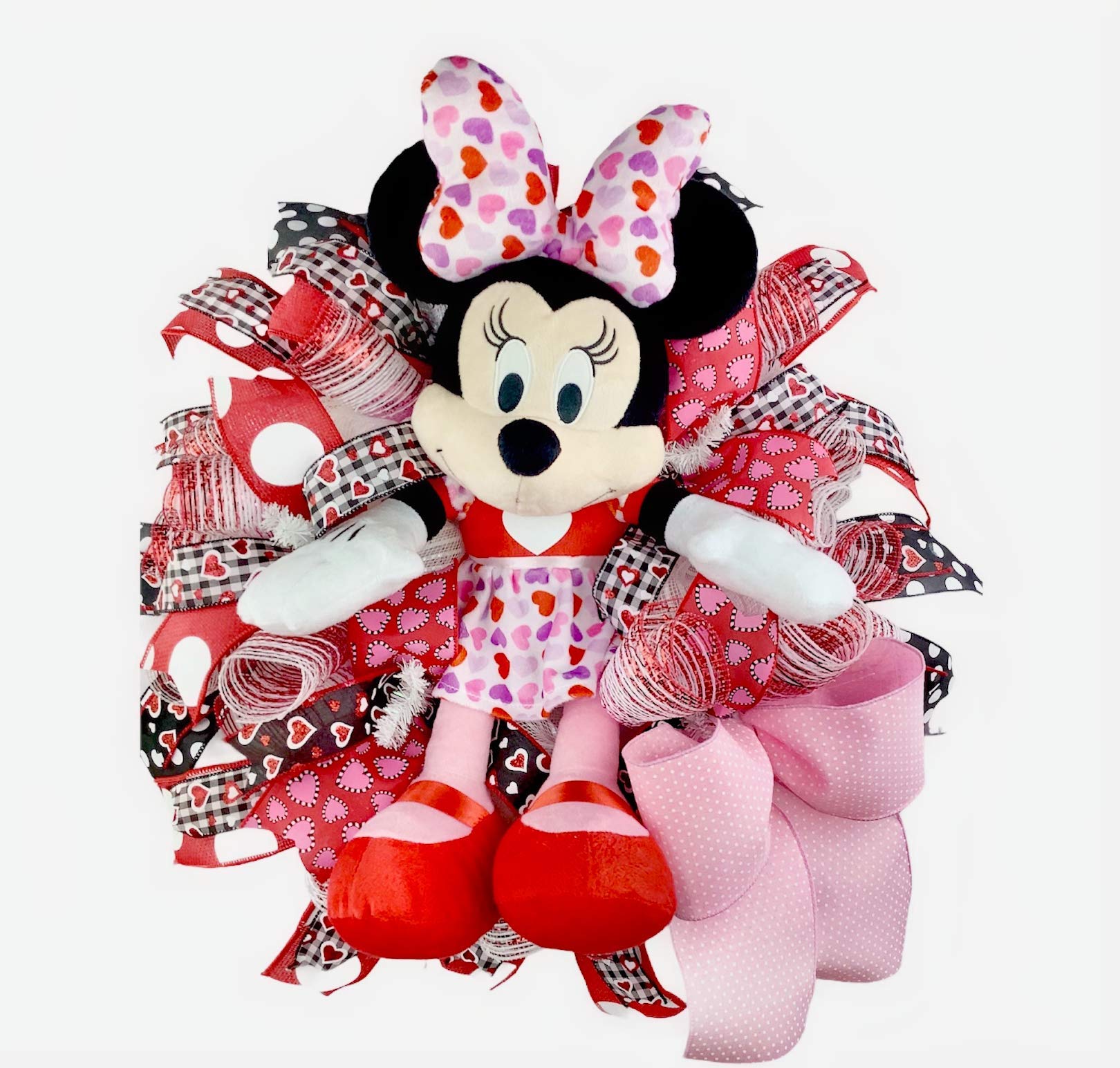 Valentine's Day Minnie Mouse Wreath for Front Door - Weather Resistant Fabric Mesh Decor - Perfect for Home, Party & Holiday Decoration
