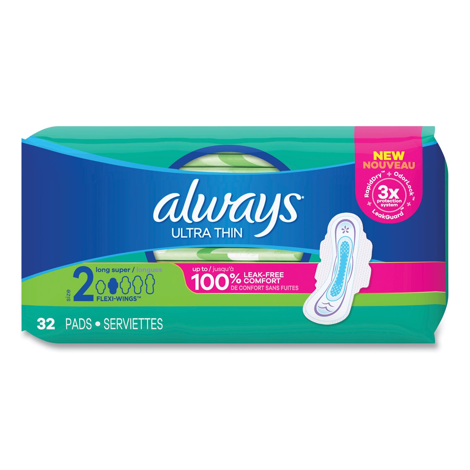 Always Ultra Thin Pads with Wings - Size 2 Long Super Absorbent Feminine Pads (96 Count, 3 Packs) | Overnight Protection for Heavy Flow | Comfortable & Leakproof for Active Women
