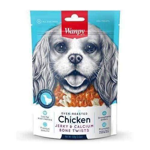 Wanpy Oven Roasted Chicken & Calcium Bone Twists Dog Treats 100g - Healthy Dental Chews for Small & Medium Dogs - Perfect for Training Rewards and Teeth Cleaning