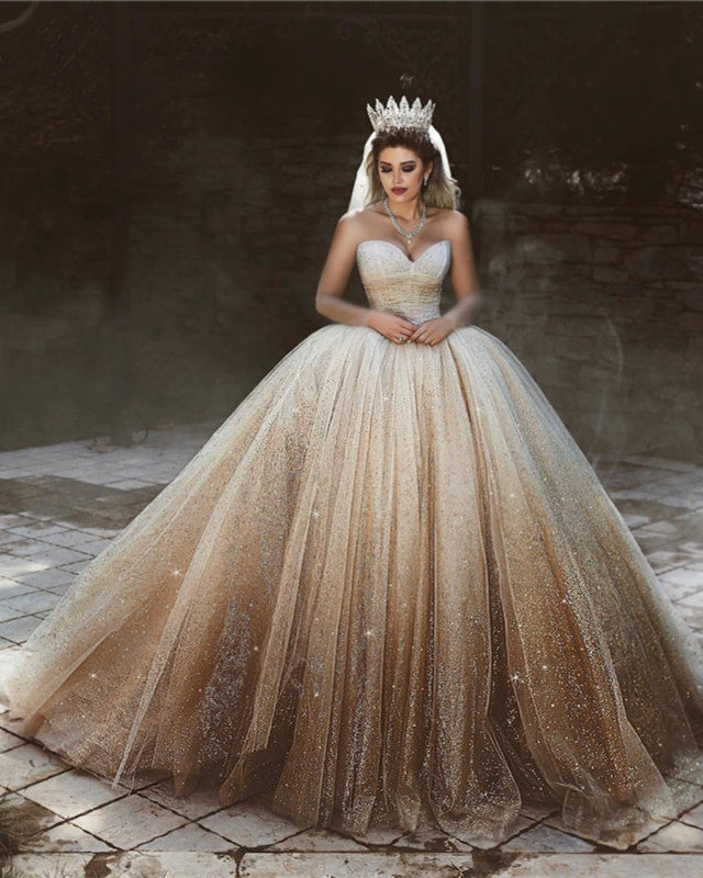 Sparkling Sweetheart Corset Tulle Ball Gown Wedding Dress with Sequins - Elegant Bridal Gown for Prom, Quinceañera & Formal Events