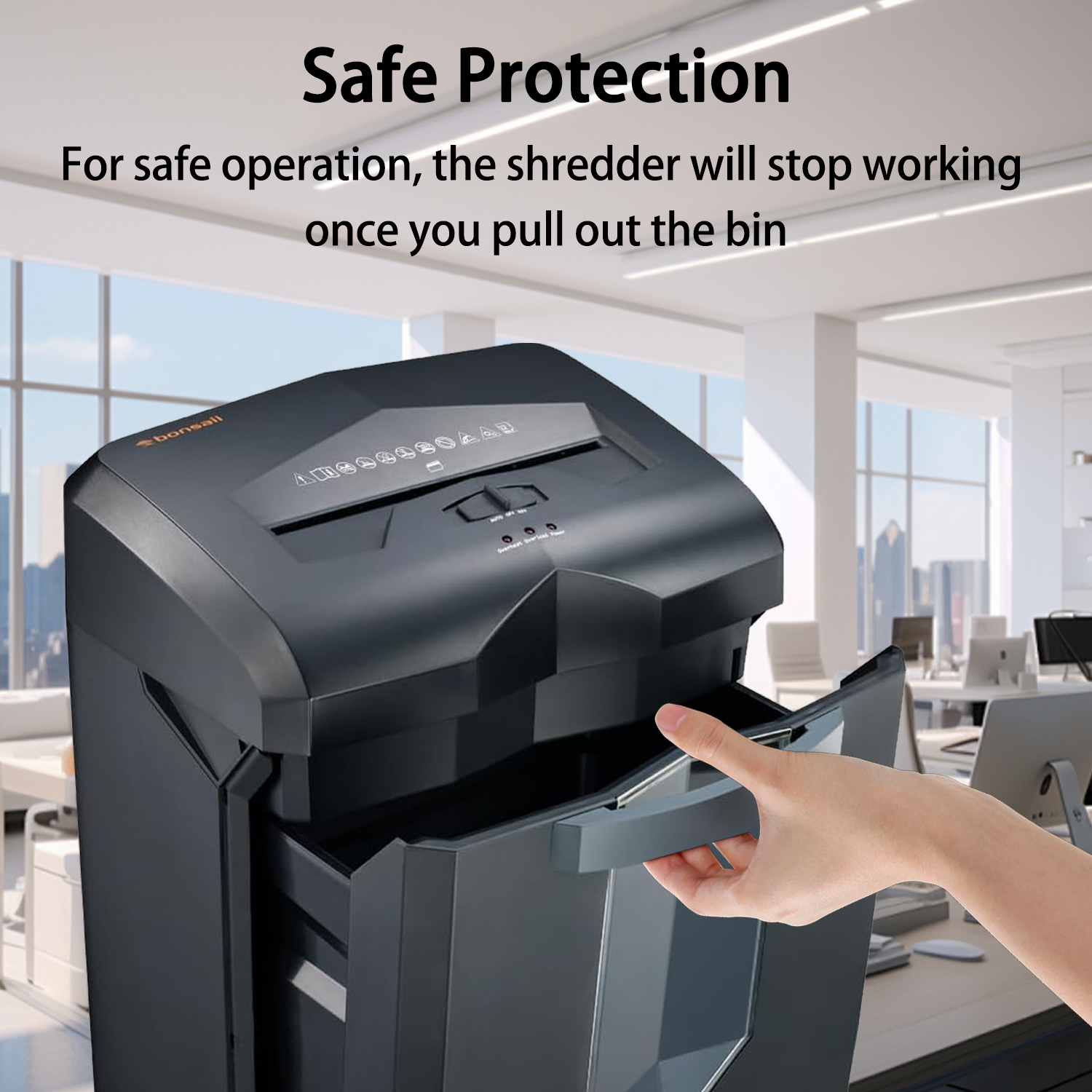 Bonsaii Heavy Duty 16-Sheet Micro Cut Paper Shredder - Commercial Grade Office Shredder with 6 Gallon Pullout Basket, 60-Min Continuous Run Time, P-4 High Security Level | Perfect for Confidential Document Destruction in Home Offices & Businesses