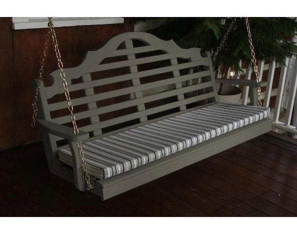 A&L Furniture Yellow Pine Marlboro Swing - Outdoor Porch Swing with Comfortable Cushion for Garden, Patio, and Backyard Relaxation