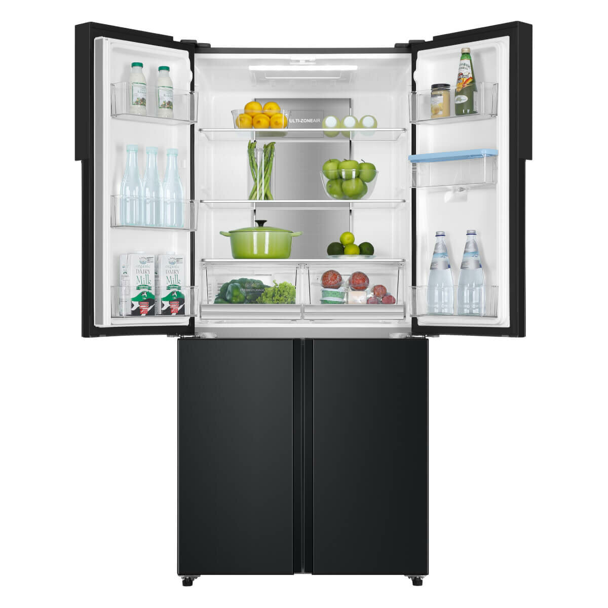 Haier 466L Quad Door Frost Free Refrigerator with Water Dispenser - Energy Efficient Black Stainless Steel HRF516YHC | Perfect for Large Families, Entertaining & Modern Kitchens