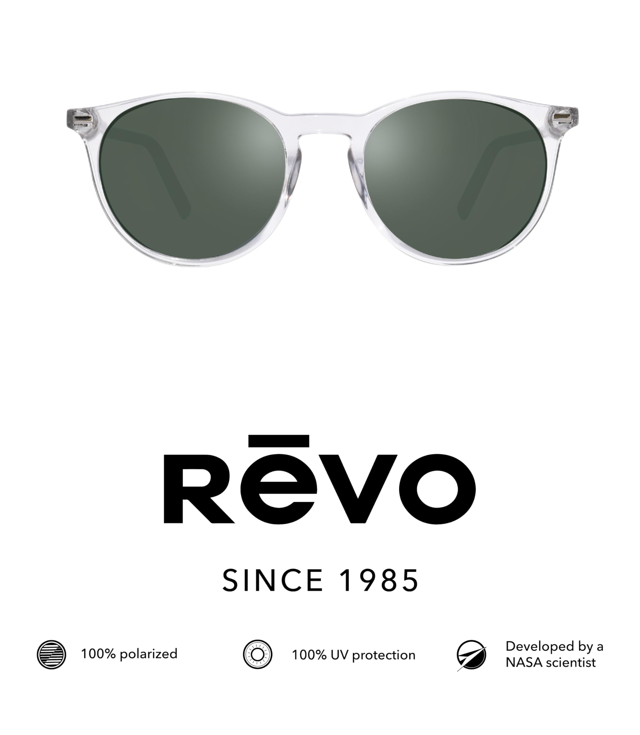 Revo Sierra Polarized Sunglasses - UV Protection Crystal Glass Lenses & Small Round Frame for Outdoor Sports, Driving, and Beach Activities