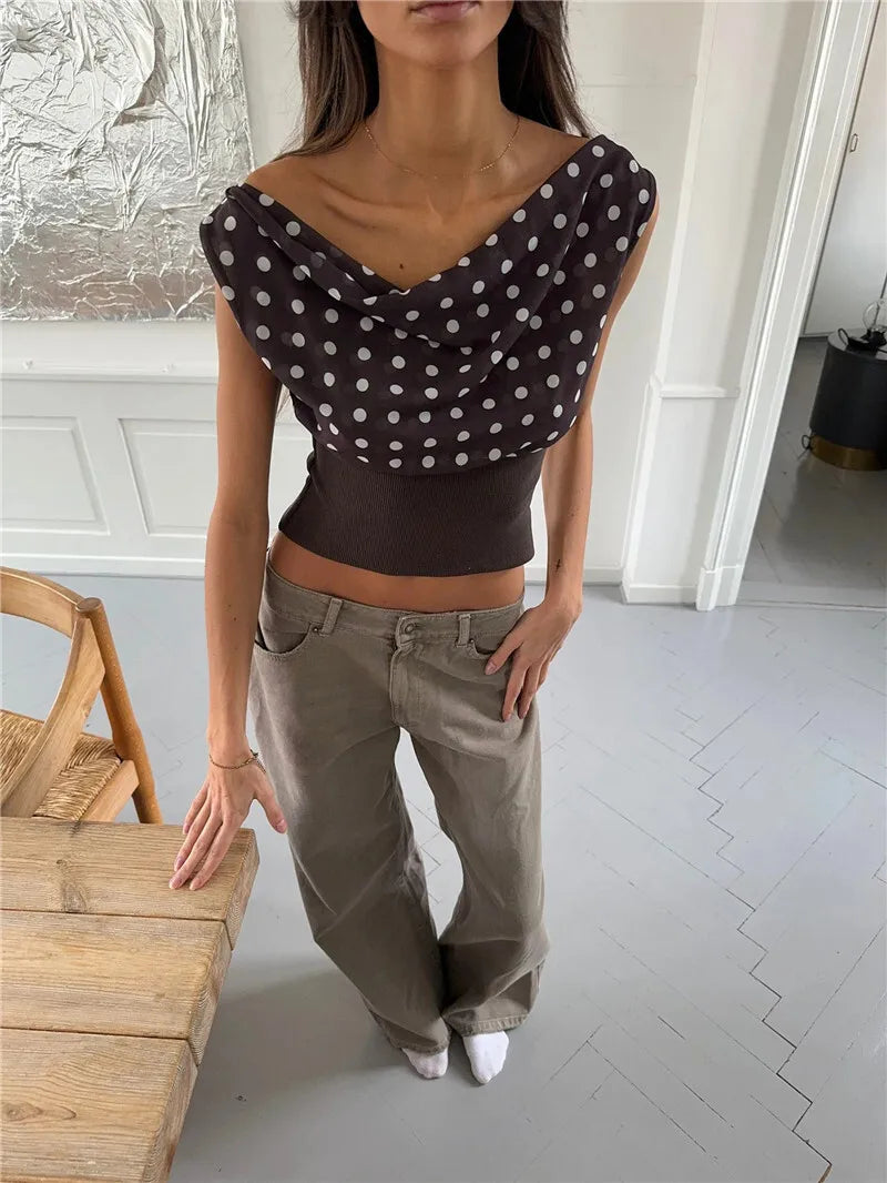 Women's Backless Polka Dot Crop Top - Summer Fashion Sleeveless Tank Top for Casual Wear, Beach Outfits & Night Out