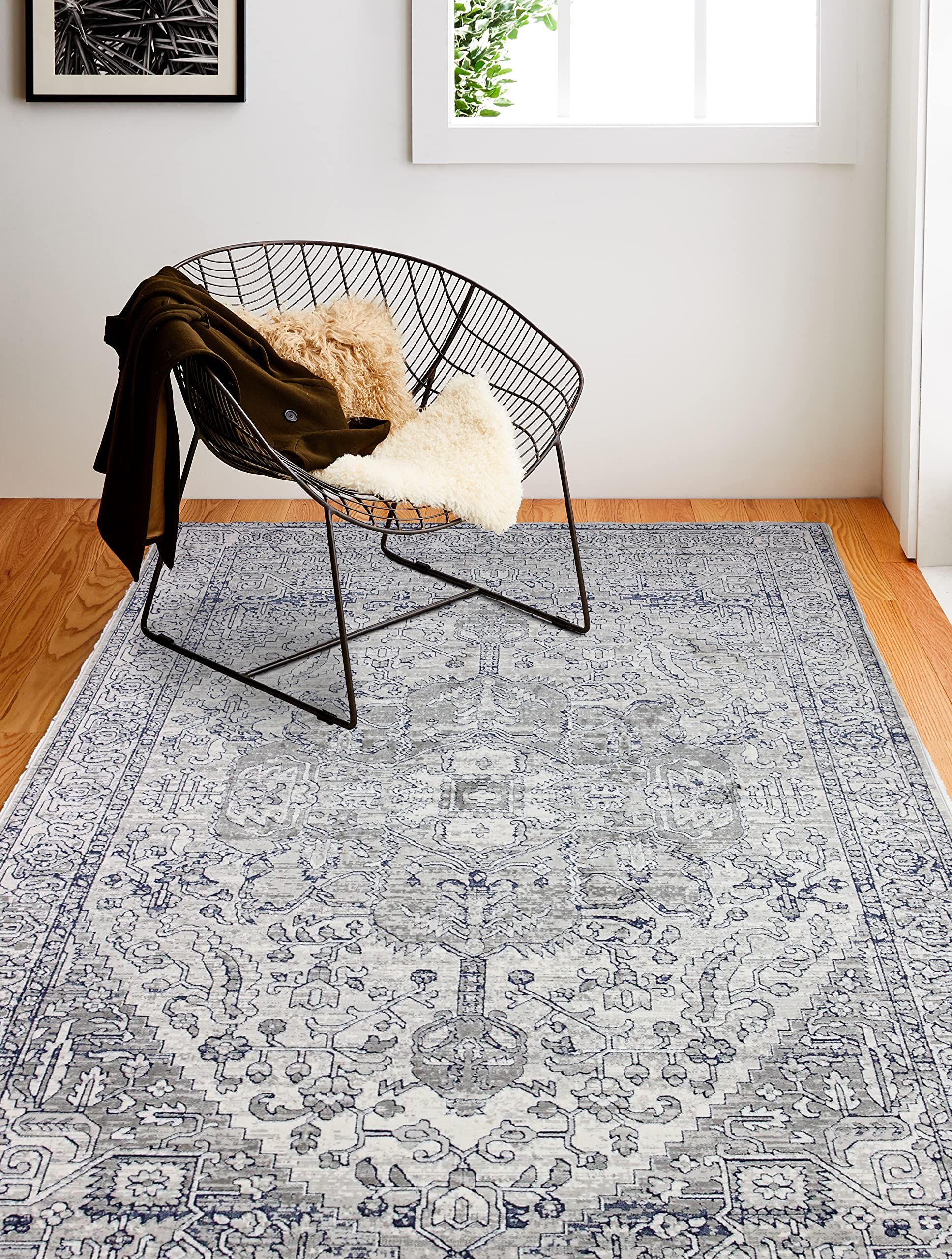 Bashian Collection Luxury Power Loom Polypropylene & Polyester Area Rug - 8.6’ x 11.6’ Beige Runner Rug for Entryway, Living Room, Bedroom - Soft & Durable Home Decor for Modern Interior Design