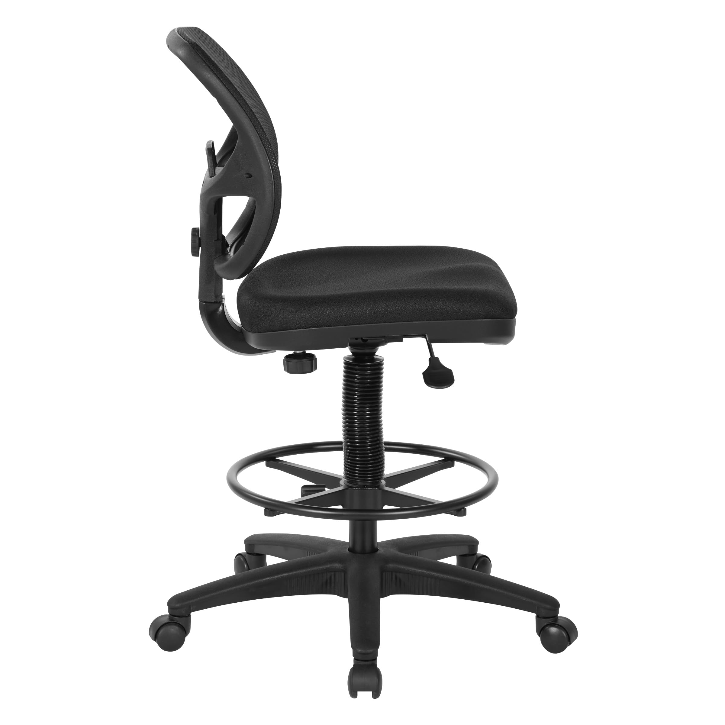 Office Star DC Series Deluxe Ergonomic Drafting Chair - Breathable Mesh Back with Lumbar Support, Adjustable Footring & Black Fabric - Perfect for Architects, Designers & Home Office Workspaces