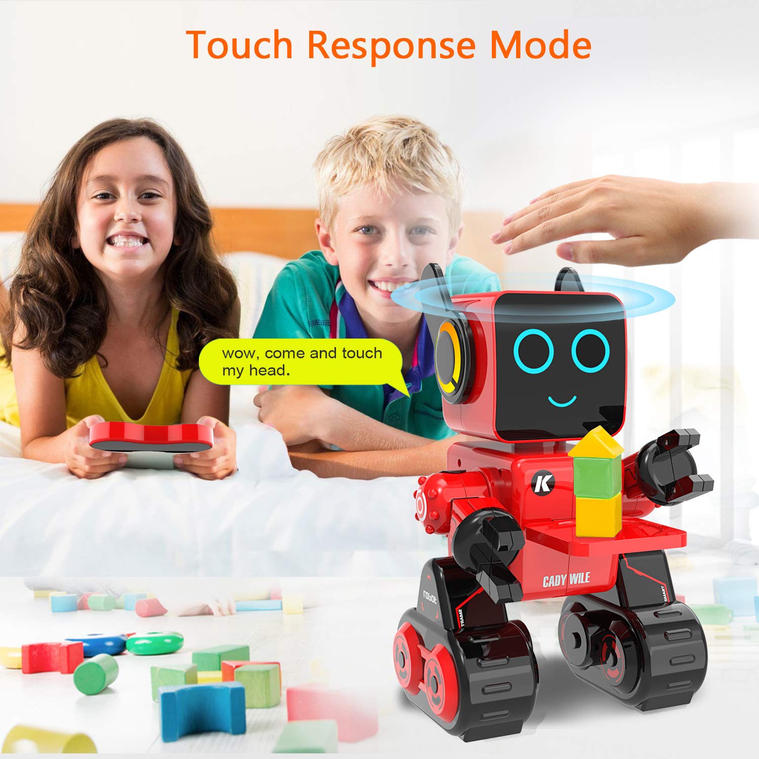 OKK Smart RC Robot Toy for Kids - Programmable Touch & Sound Control Robot with Walking, Dancing, Singing & Talking Functions - Interactive STEM Learning Toy for Boys & Girls (Red) - Perfect for Birthday Gifts, STEM Education & Family Playtime
