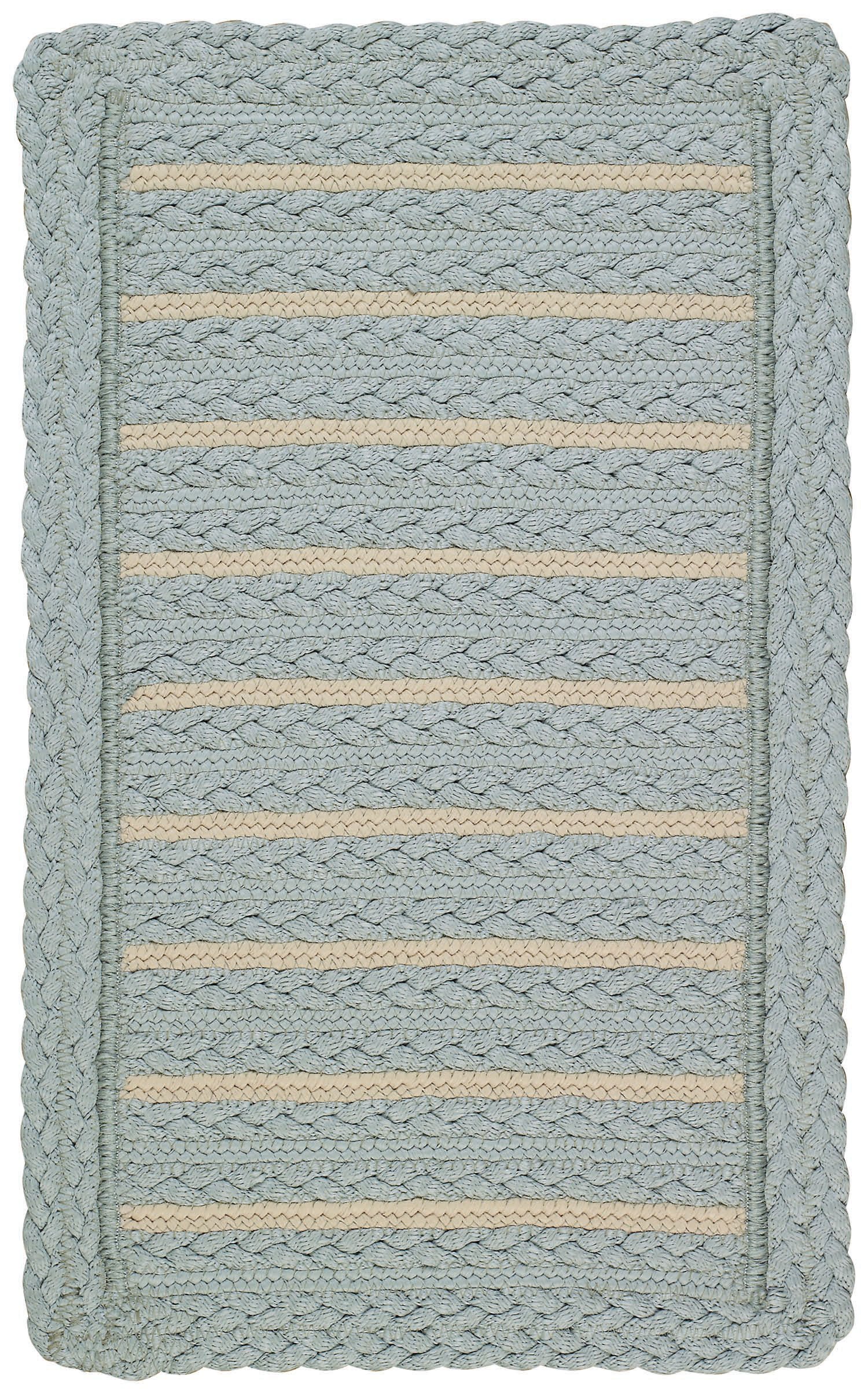 Capel Rugs Boathouse Cross Sewn Rectangle Braided Area Rug - 8x8 Feet Blue Indoor Outdoor Rug for Living Room, Bedroom, Patio & Deck