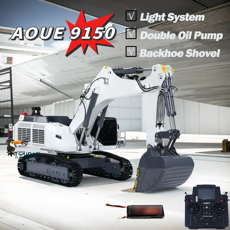 LESU AOUE 9150 1/14 Scale RC Hydraulic Excavator with Double Pump & Light System - Heavy Duty Backhoe Shovel Construction Vehicle for Adults & Kids - Perfect for Construction Simulation, RC Hobbyists & Collectors