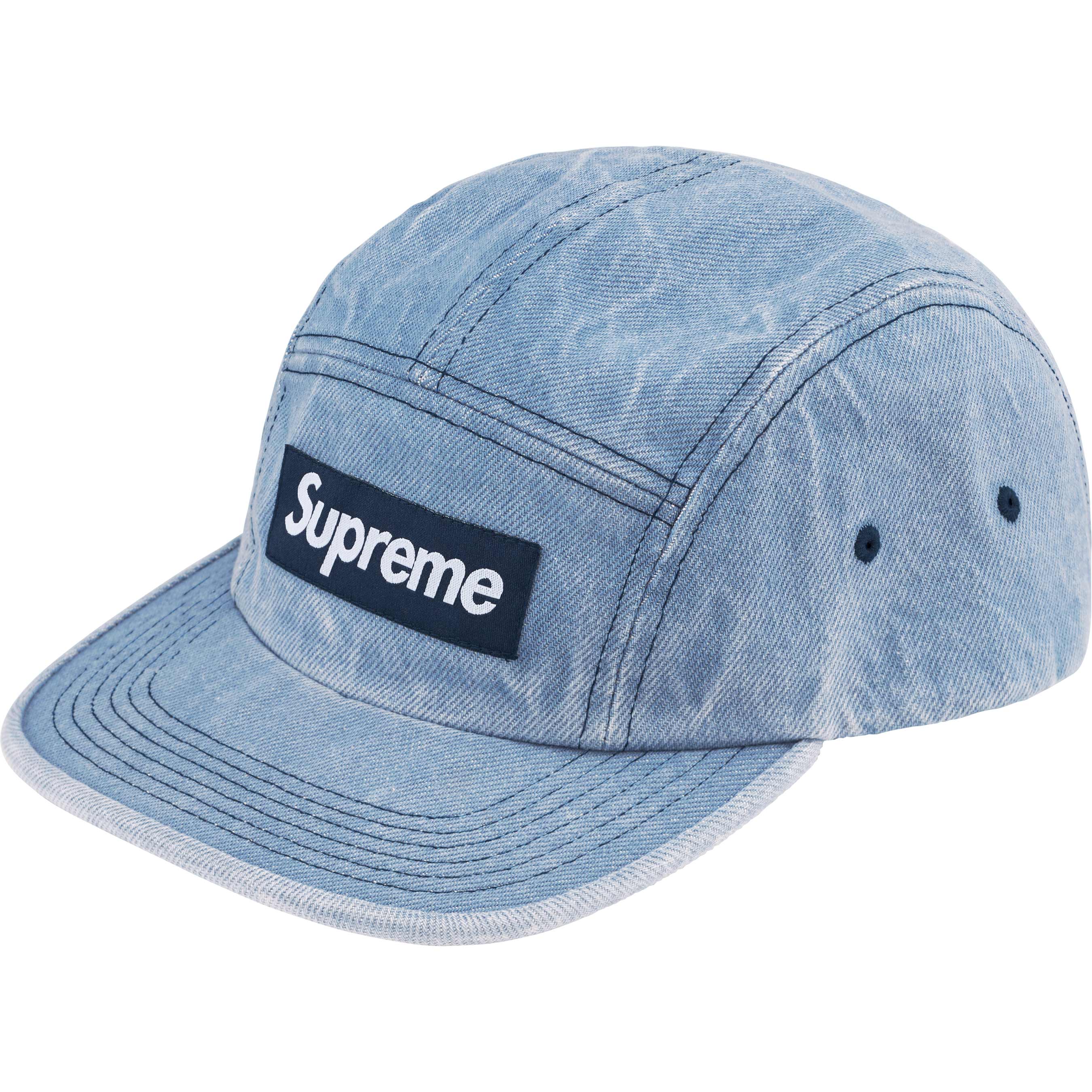 Supreme FW24 Washed Chino Twill Camp Cap Denim - Stylish Unisex Baseball Hat for Streetwear & Outdoor Activities