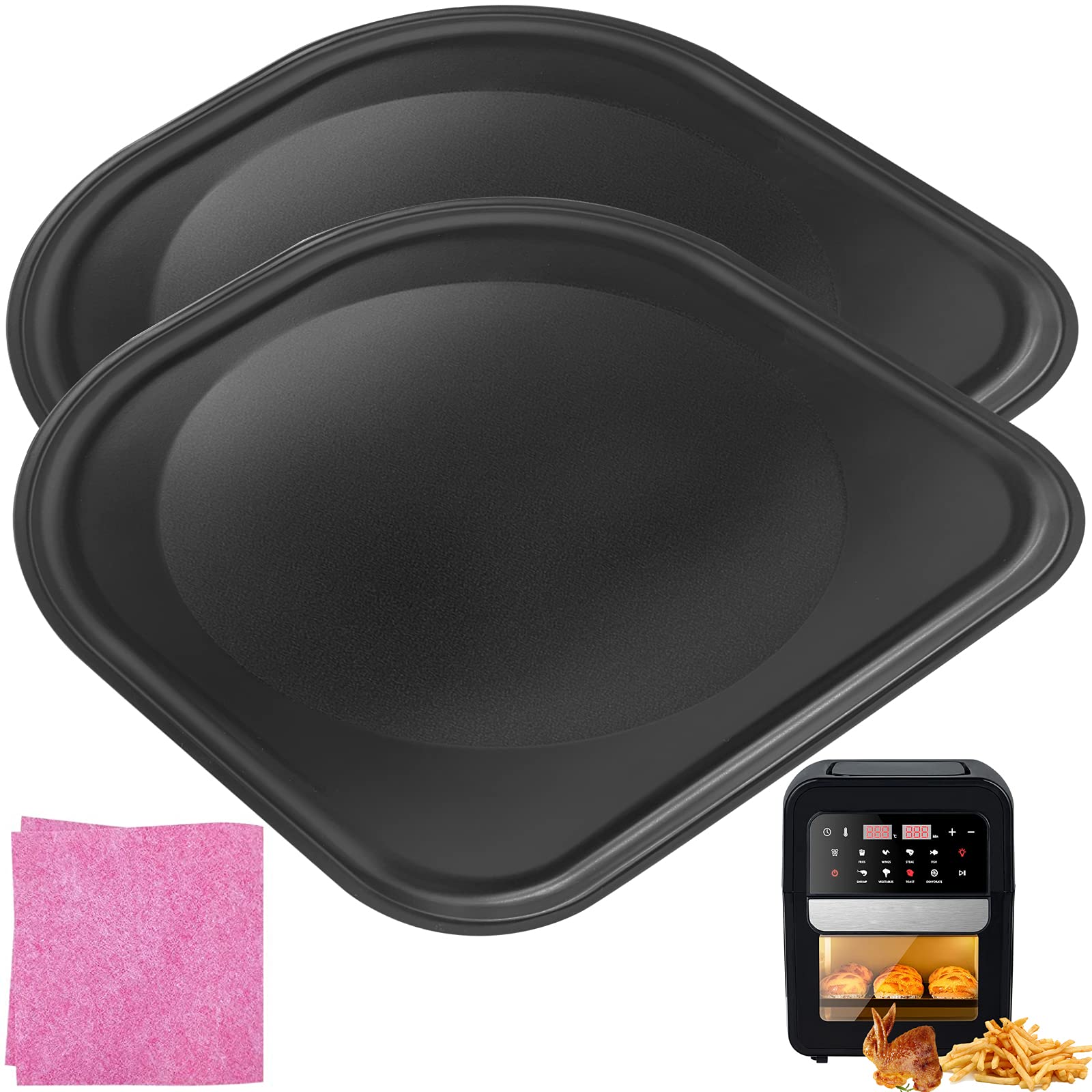 2PCS Nonstick Air Fryer Drip Tray Replacement for PowerXL 6QT & 10QT Vortex Air Fryer Pro Plus - Dishwasher Safe Accessories for Easy Cleaning | Perfect for Cooking Chicken Wings, French Fries & Healthy Meals