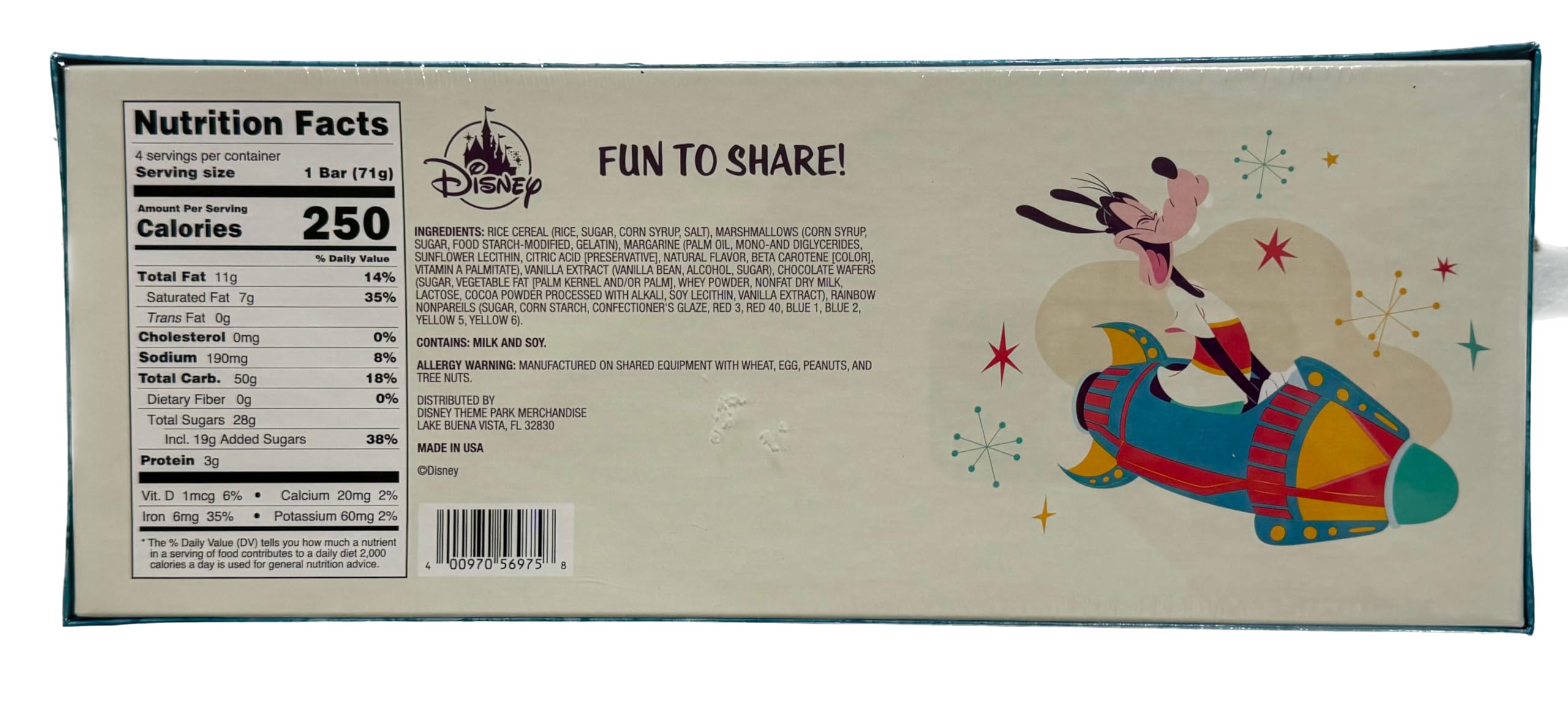 Disney Park Chocolate Covered Rice Krispies Treats - 1/2 lb with Rainbow Nonpareils | Premium Mickey Mouse Snacks for Parties, Gifts & Theme Park Souvenirs